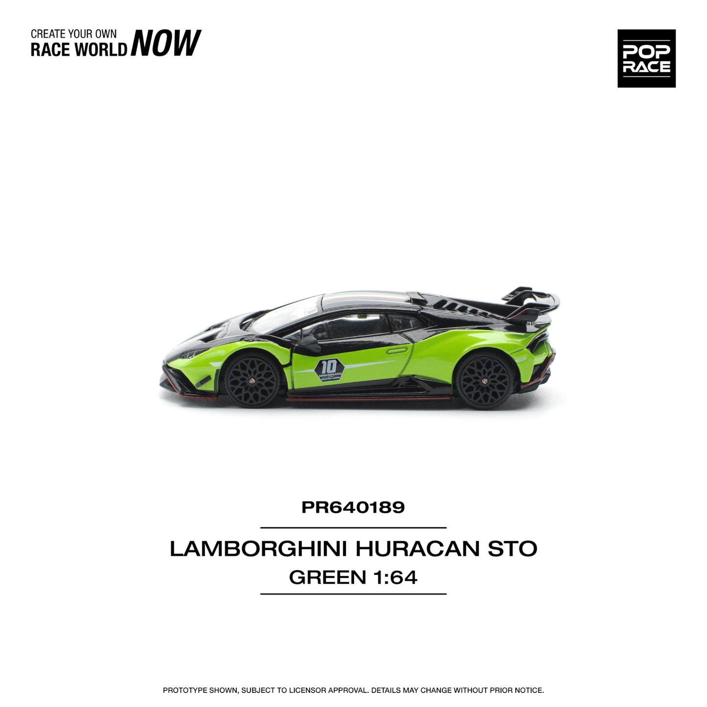 Pop Race - Pre-Order - Lamborghini Huracan STO (LP640-2 10 Anniversario, green/black - PR640189