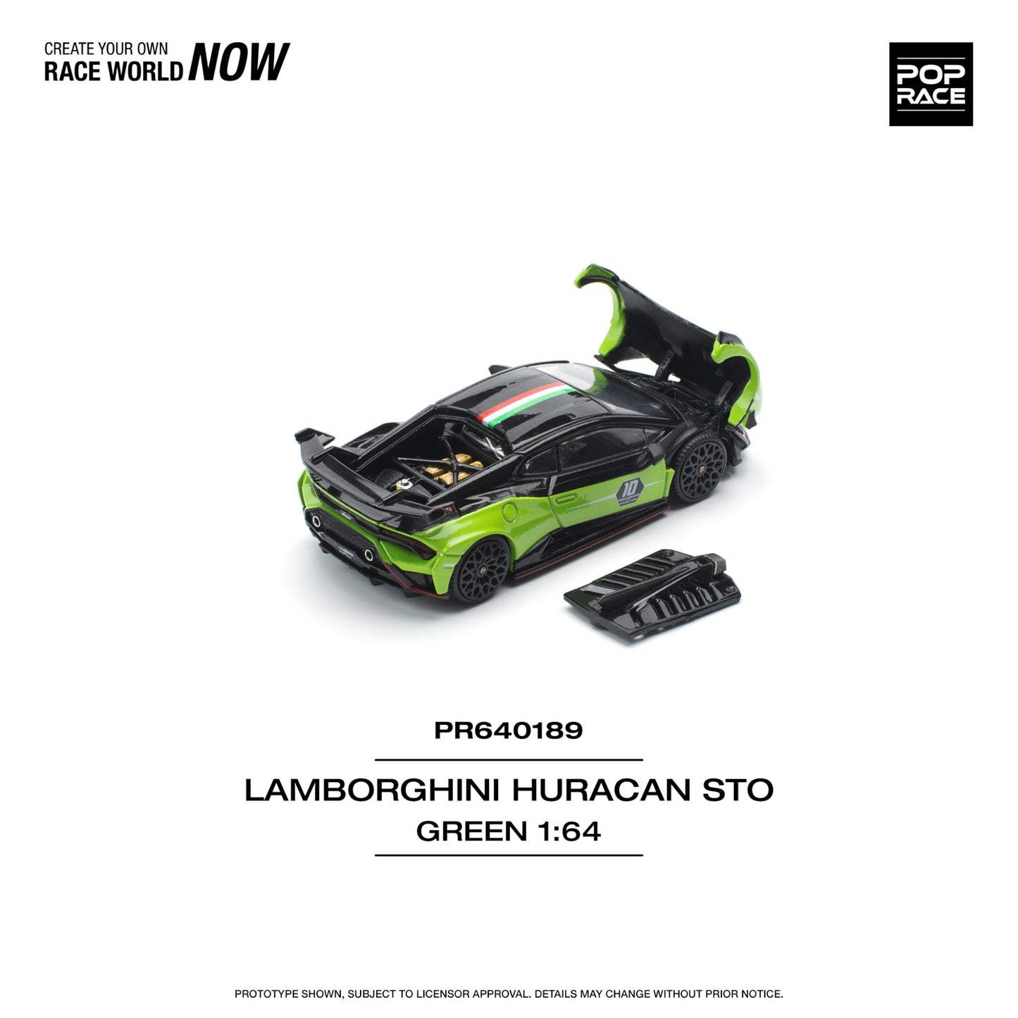Pop Race - Pre-Order - Lamborghini Huracan STO (LP640-2 10 Anniversario, green/black - PR640189