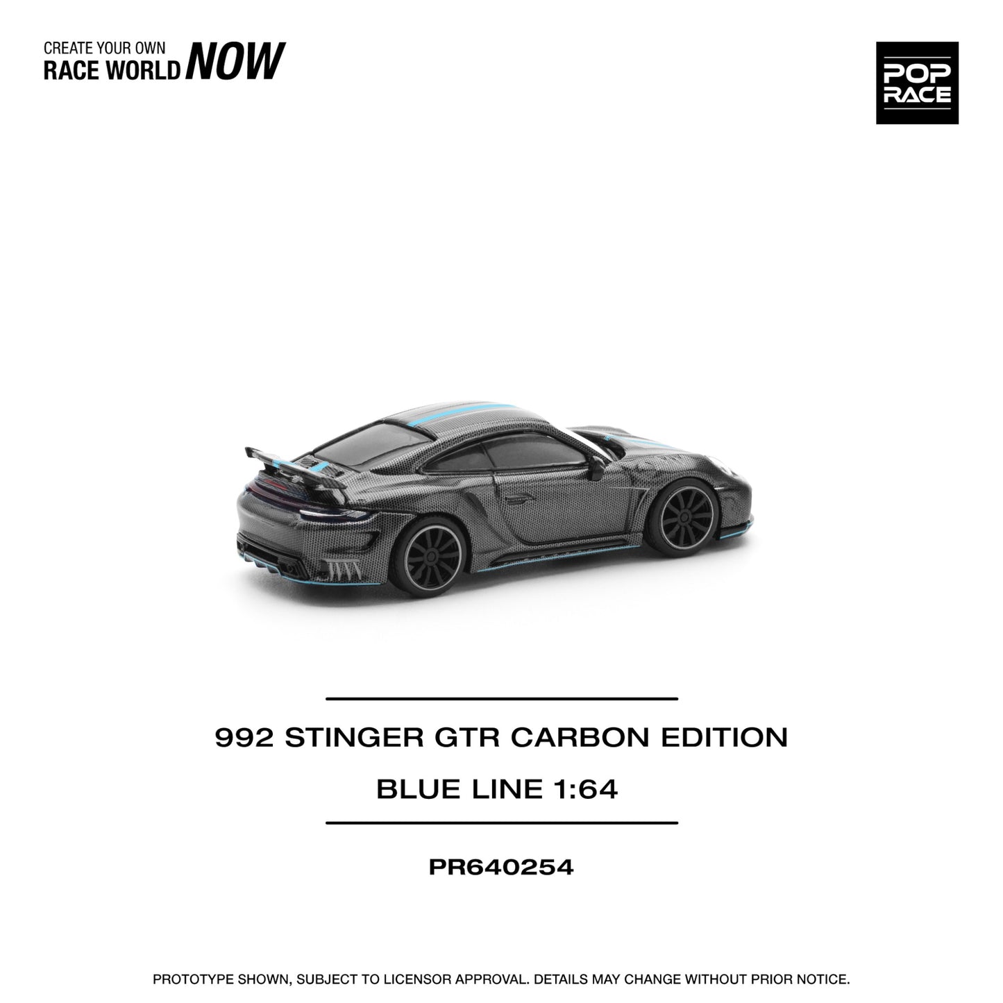 Pop Race - Pre-Order - 992 Stinger GTR, carbon edition - blue line- PR640254