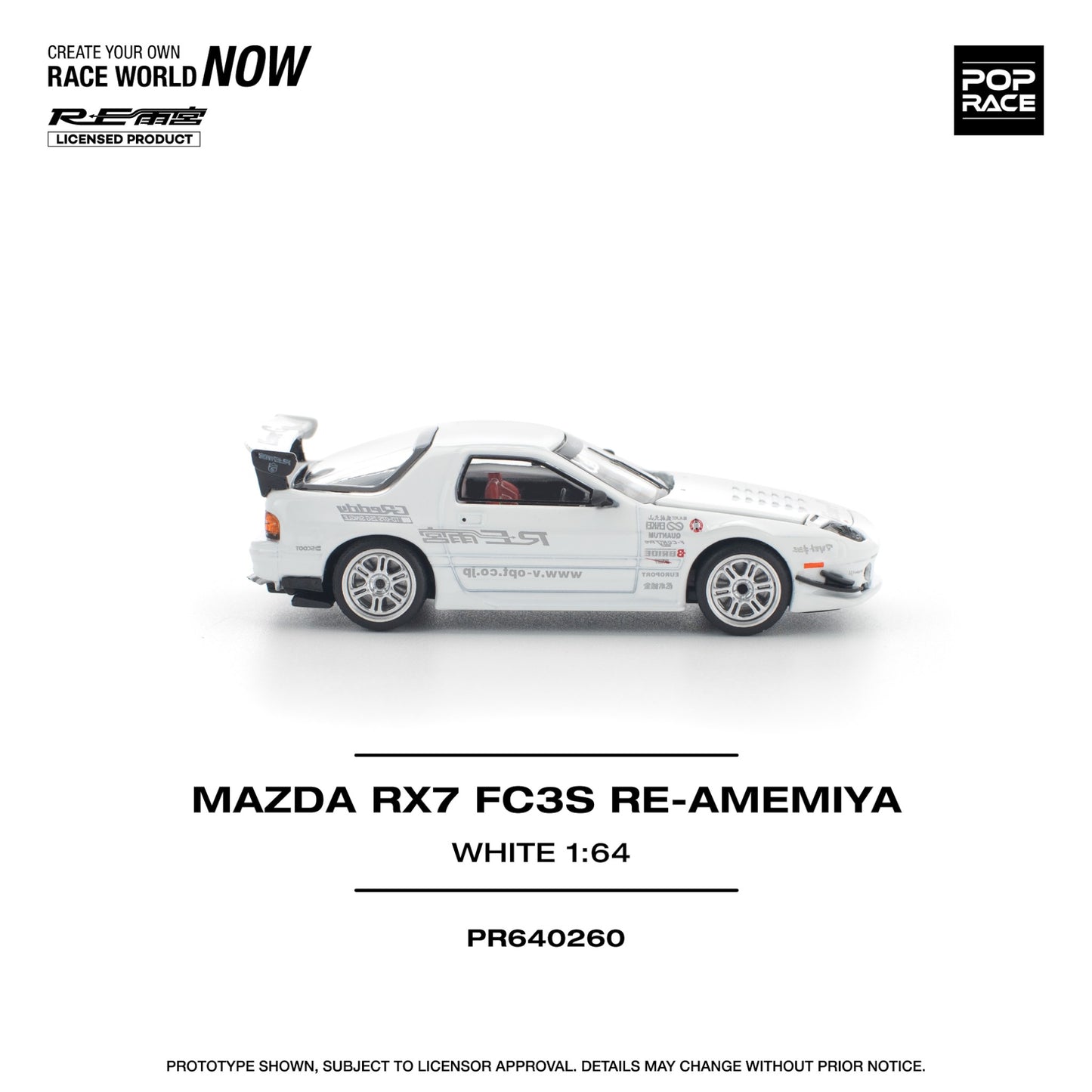 Pop Race - Pre-Order - MAZDA RX7 FC3S RE-AMEMIYA - WHITE - PR640260