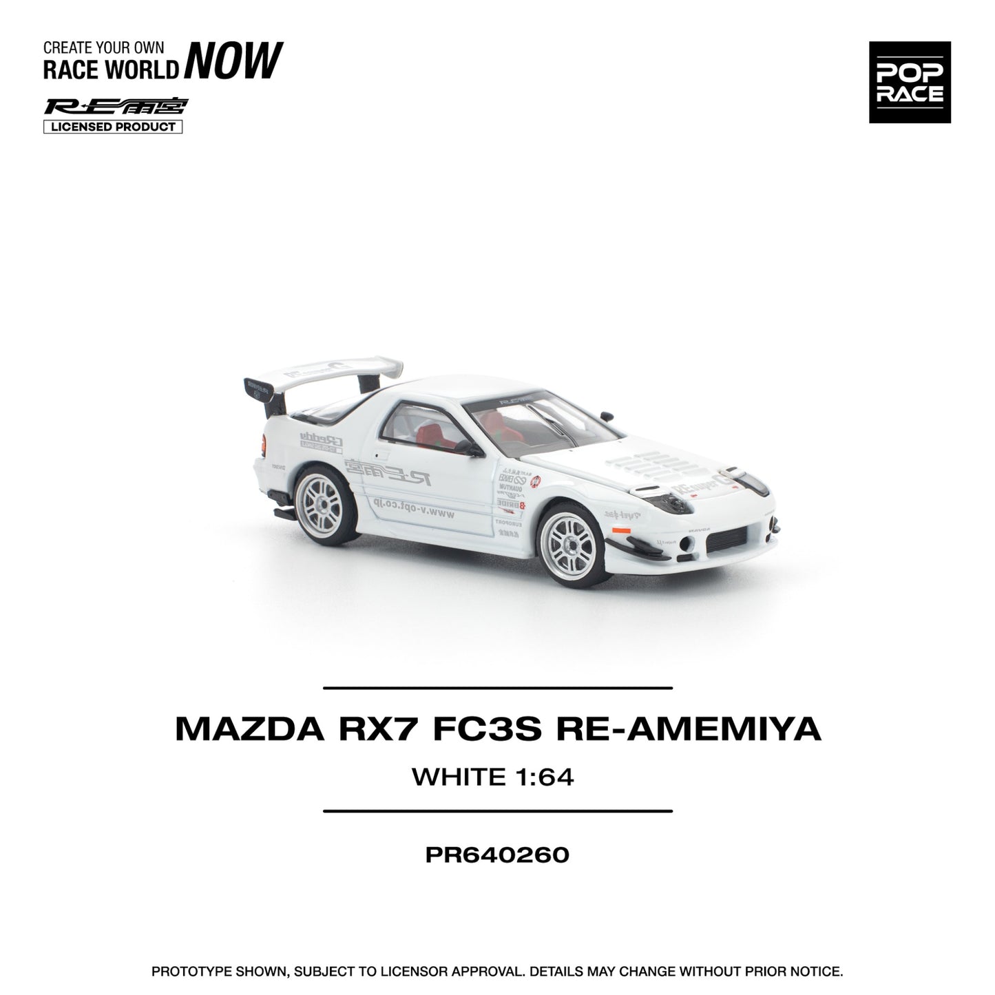 Pop Race - Pre-Order - MAZDA RX7 FC3S RE-AMEMIYA - WHITE - PR640260