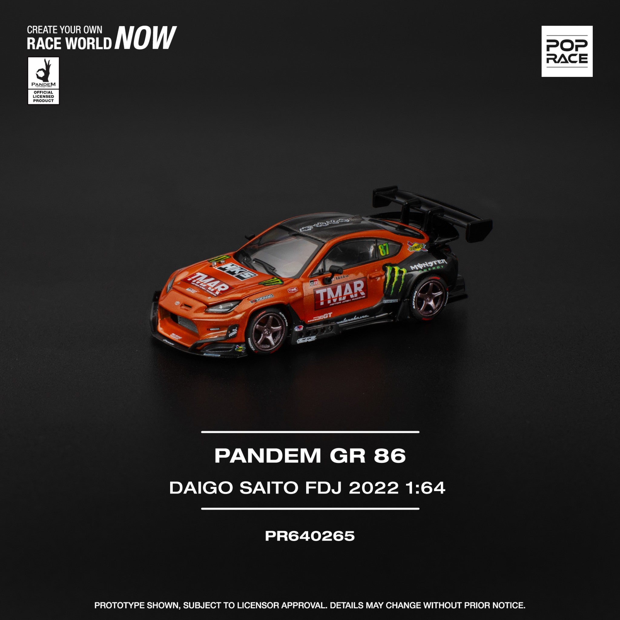 Pop Race - Pre-Order - PANDEM GR86 - DAIGO SAITO FORMULA DRIFT JAPAN 2022 - PR640265