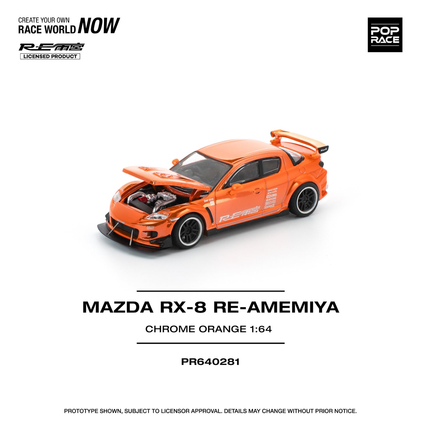 Pop Race - Pre-Order - Mazda RX8 Re-Amemiya, chrome orange - PR640281
