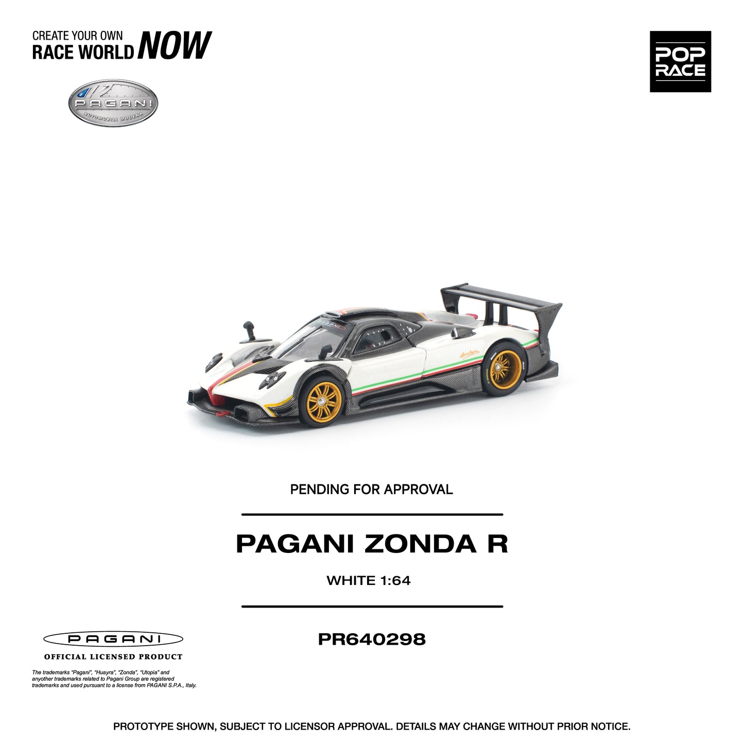 Pop Race - Pre-Order - Pagani Zonda R, white - PR640298