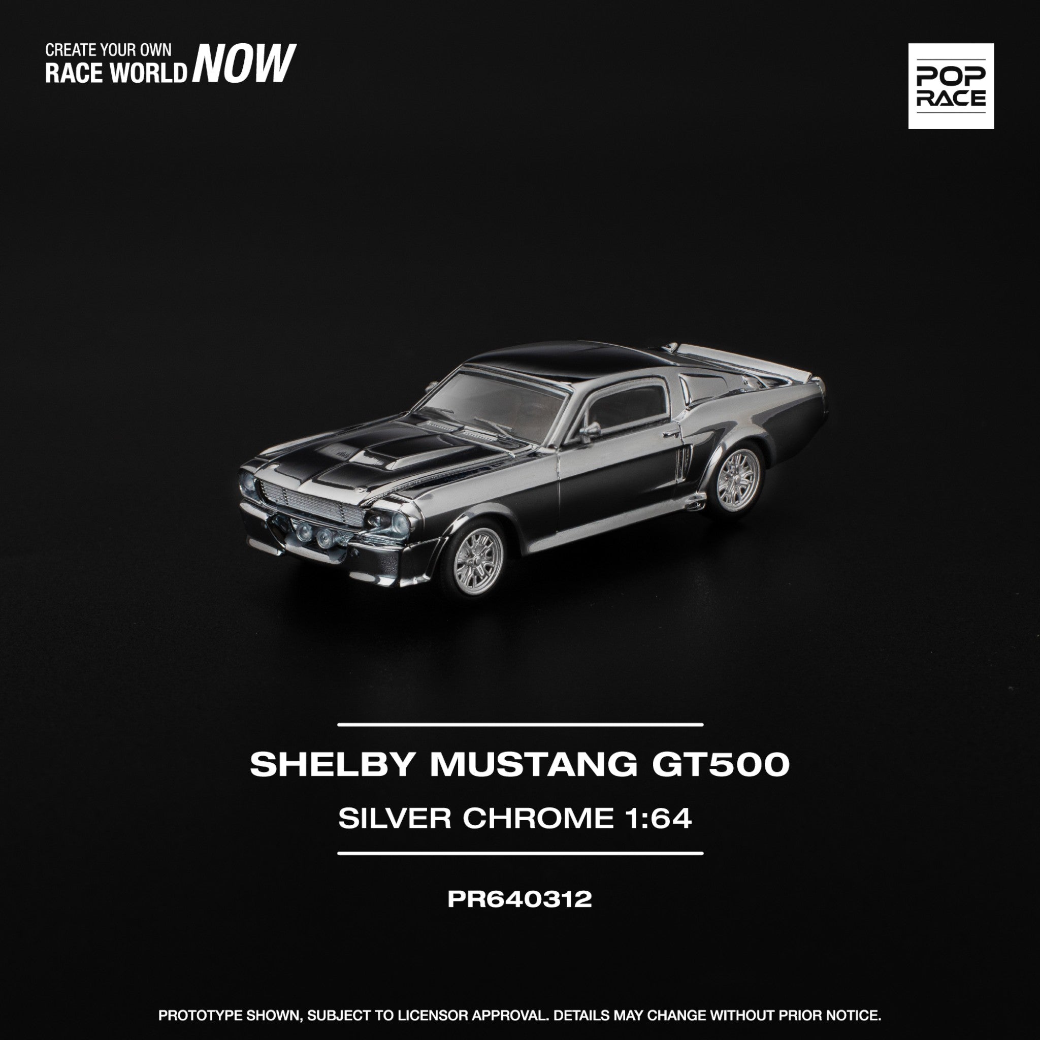 Pop Race - Pre-Order - SHELBY MUSTANG GT500 - SILVER CHROME - PR640312