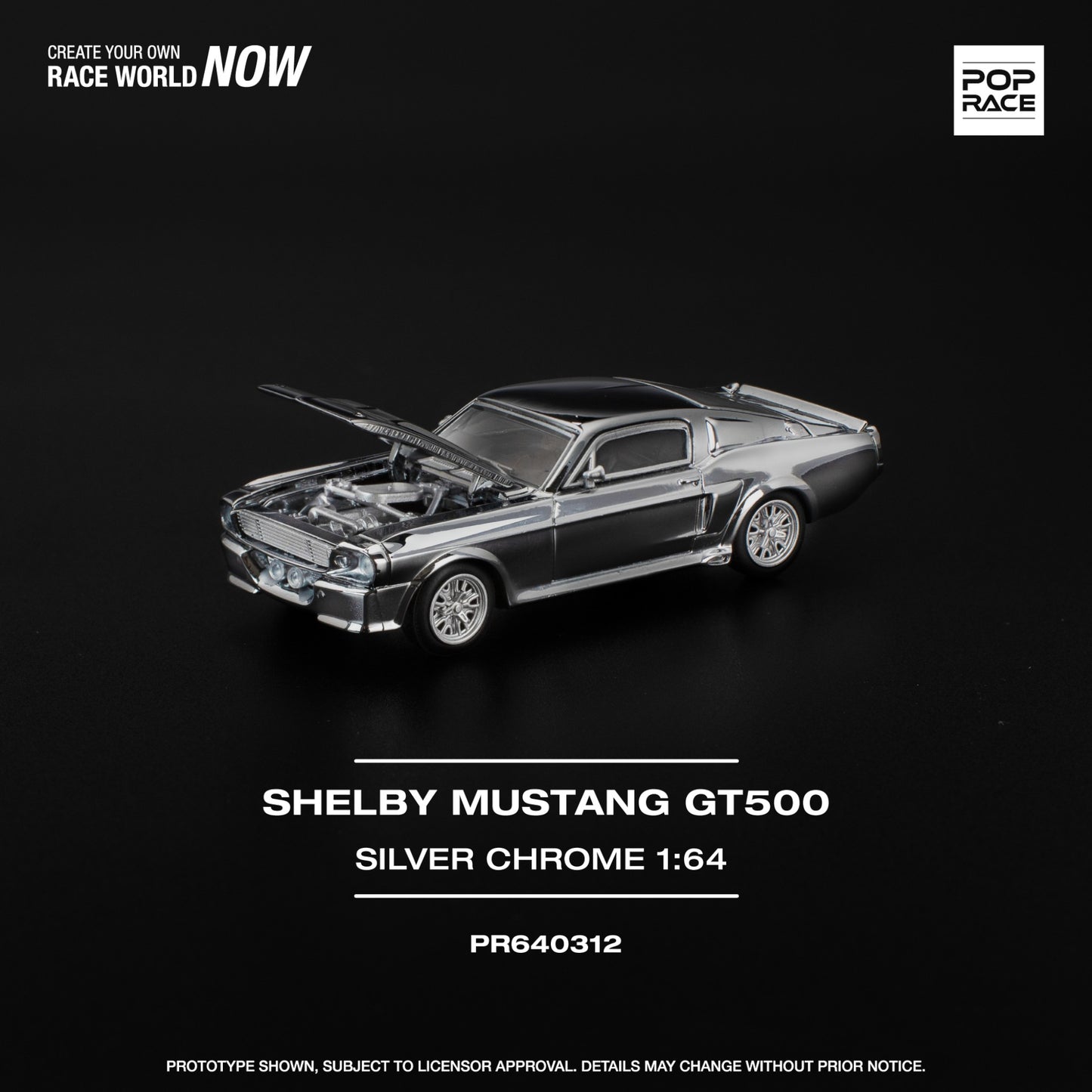Pop Race - Pre-Order - SHELBY MUSTANG GT500 - SILVER CHROME - PR640312