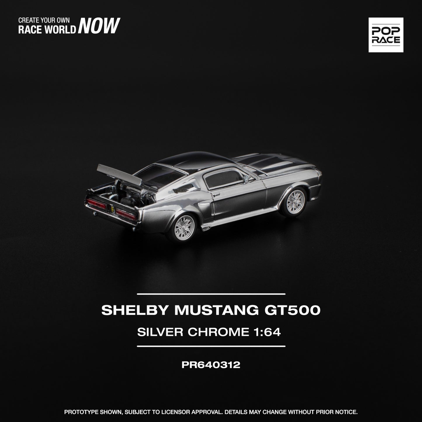 Pop Race - Pre-Order - SHELBY MUSTANG GT500 - SILVER CHROME - PR640312