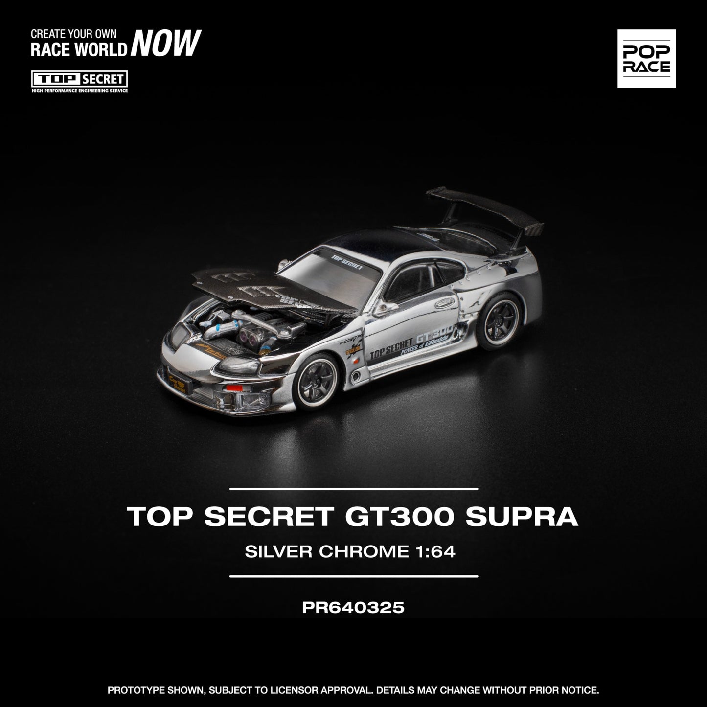 Pop Race - Pre-Order - Top Secret GT300 Supra, silver chrome - PR640325