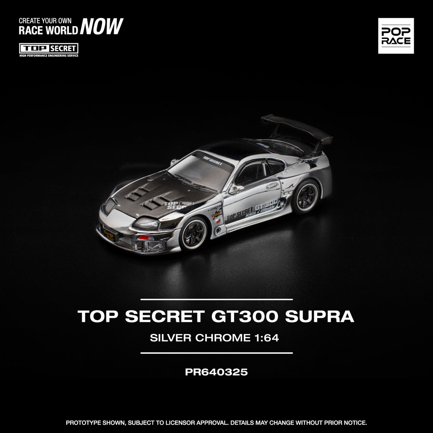 Pop Race - Pre-Order - Top Secret GT300 Supra, silver chrome - PR640325