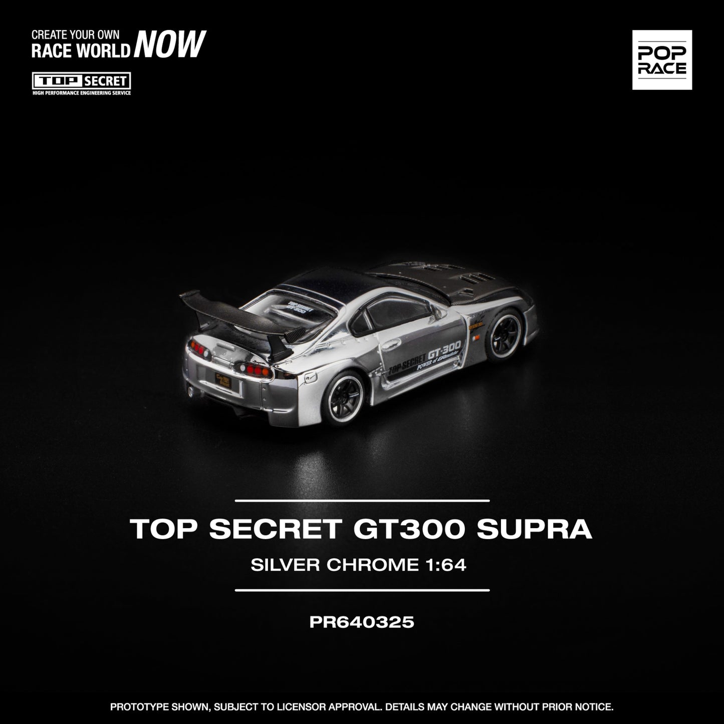 Pop Race - Pre-Order - Top Secret GT300 Supra, silver chrome - PR640325