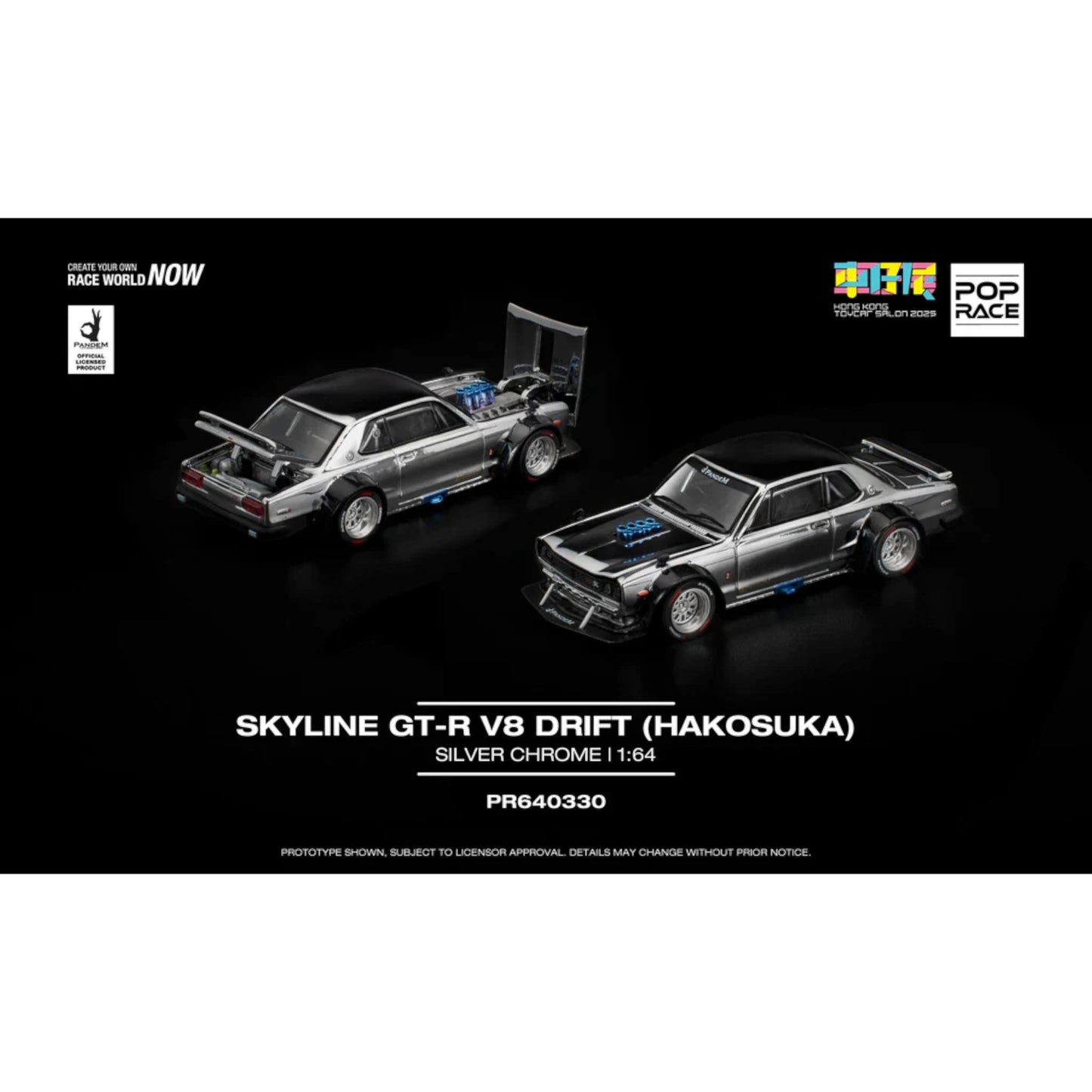 Pop Race - Skyline GT-R V8 Drift (Hakosuka) silver chrome -Hong Kong Toycar Salon 2025 - PR640330