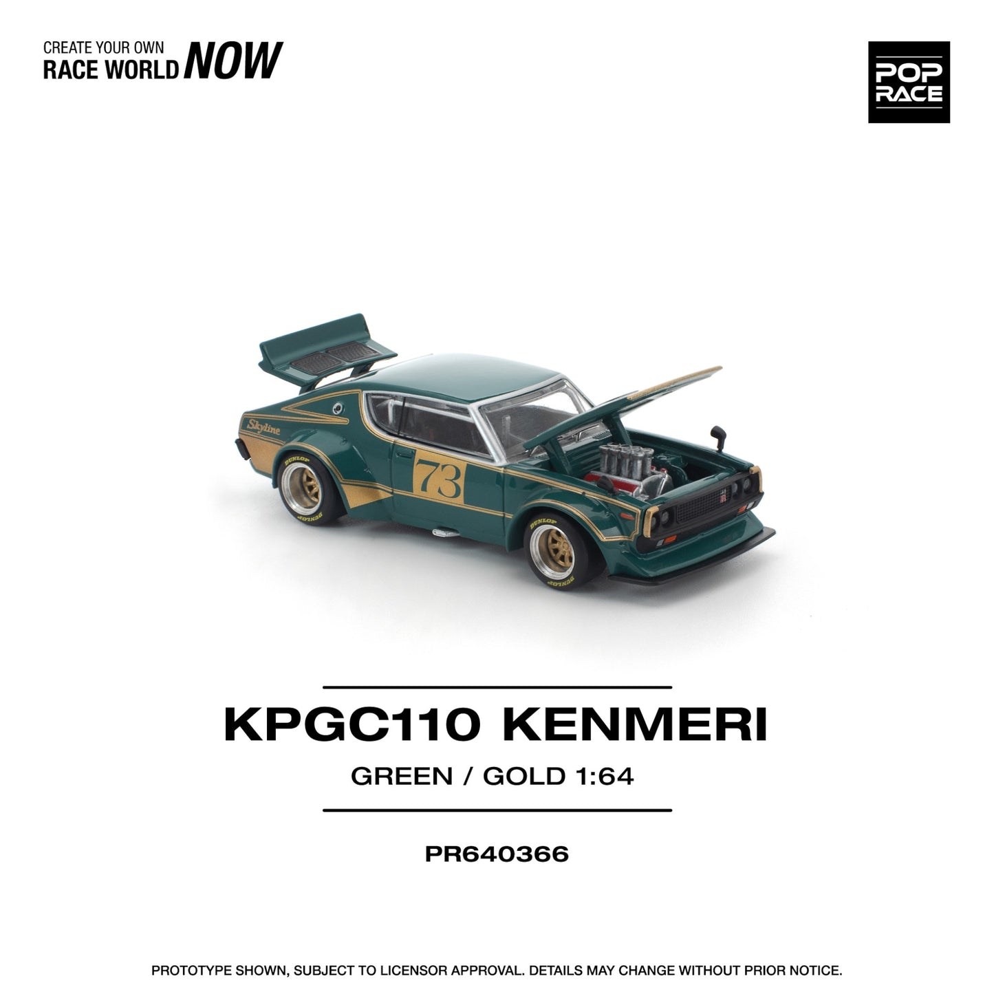Pop Race - Pre-Order - KPGC110 Kenmeri, green-gold - PR640366