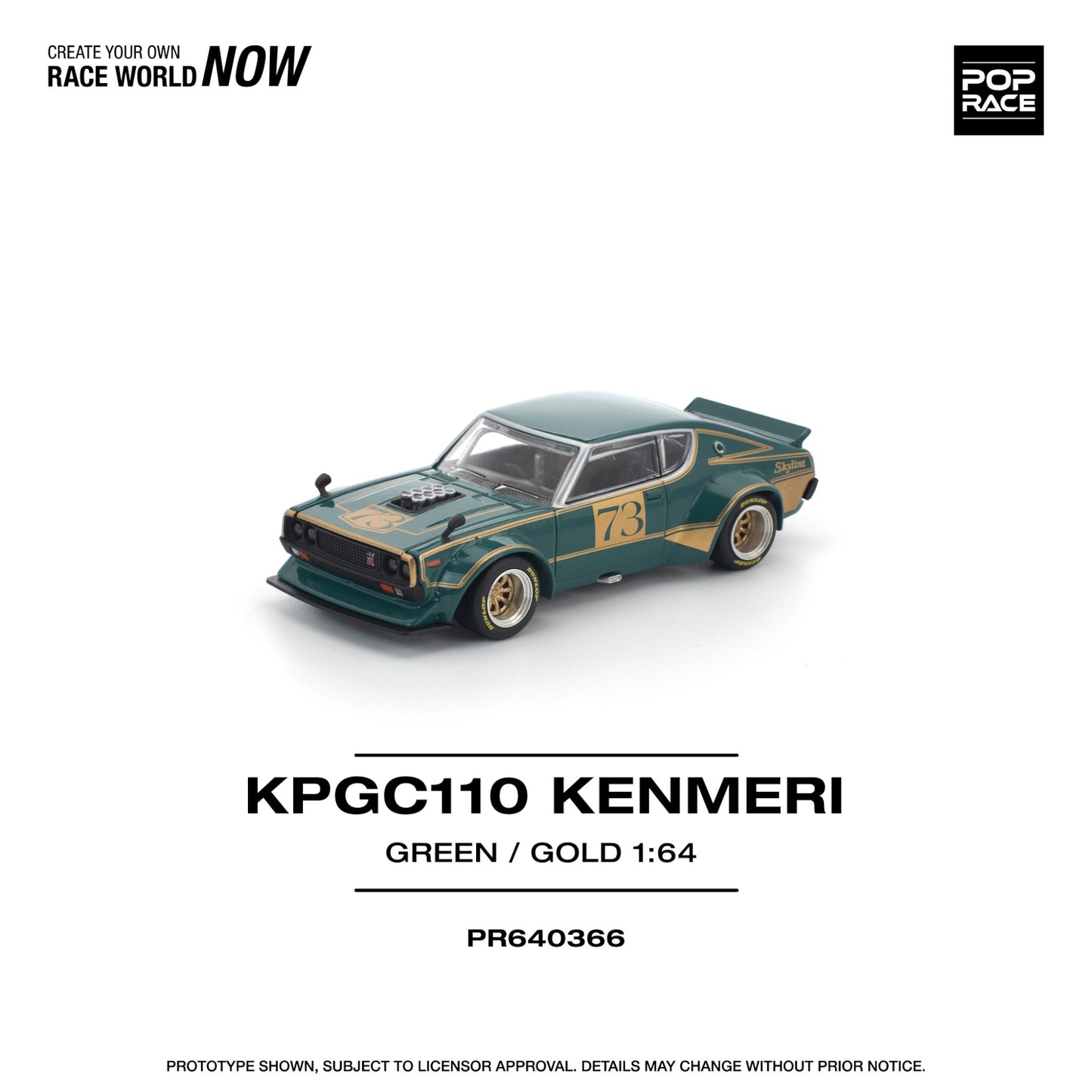 Pop Race - Pre-Order - KPGC110 Kenmeri, green-gold - PR640366