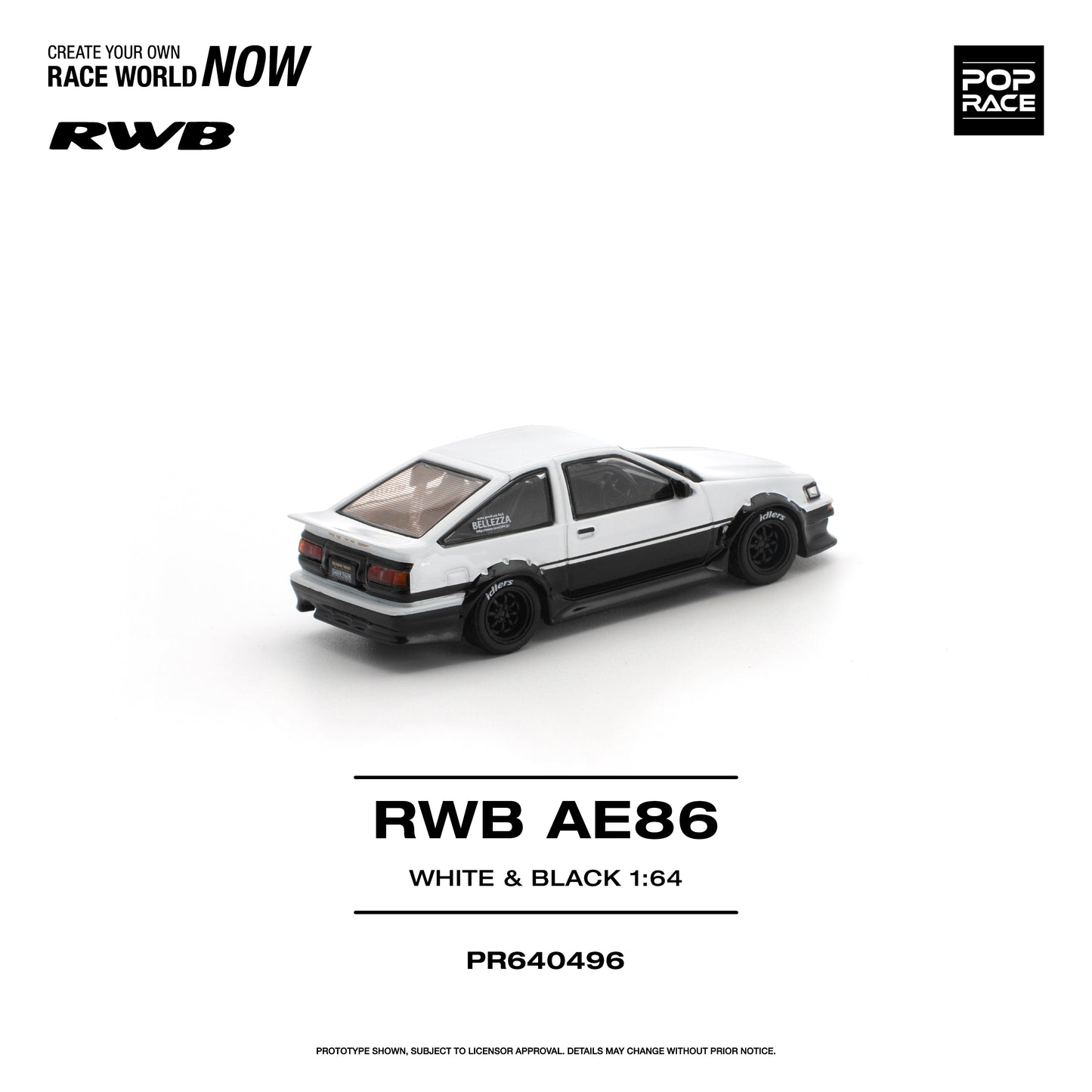 Pop Race - Pre-Order - RWB AE86, White & Black - PR640496