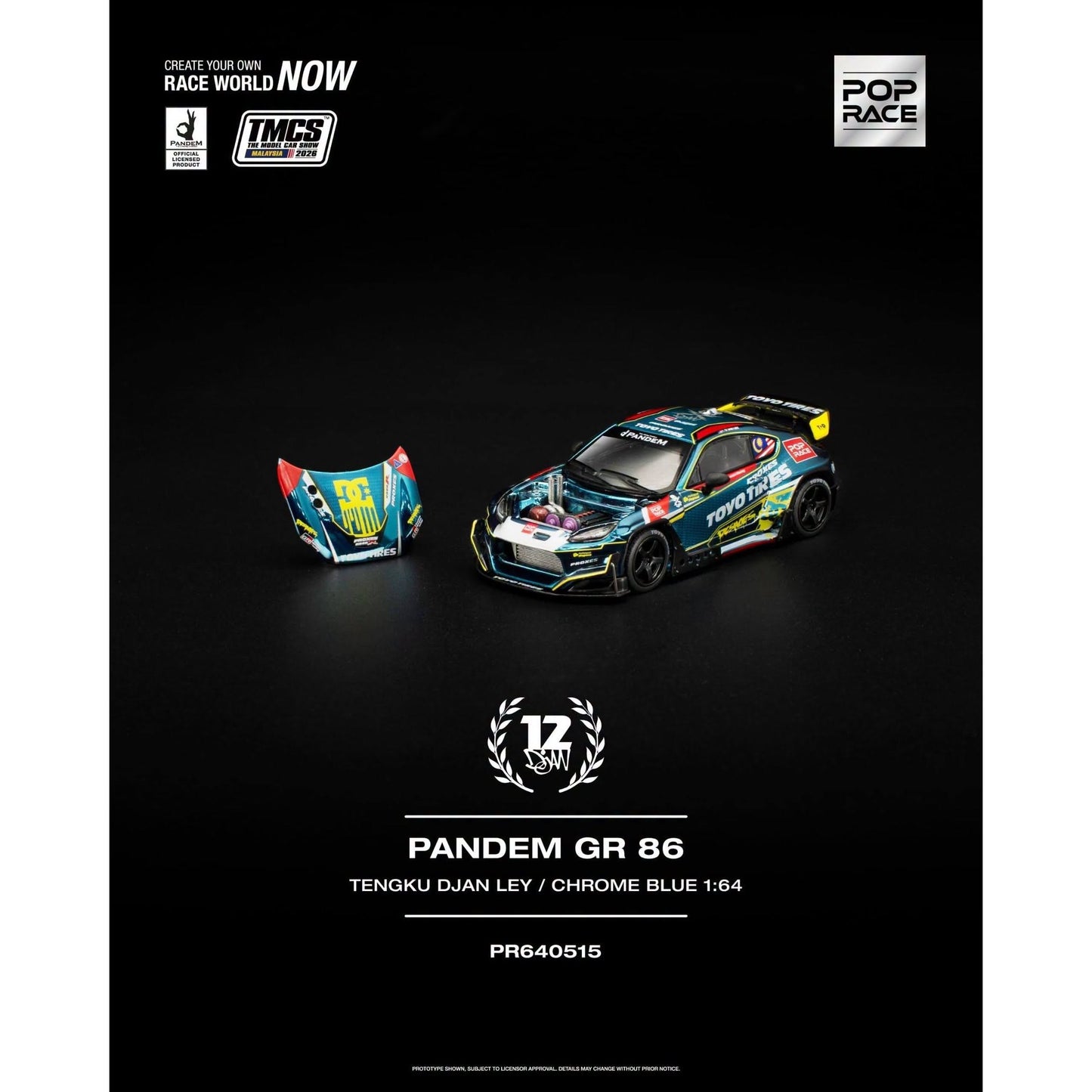 Pop Race - Pre-Order - PANDEM GR86 TENGKU DJAN LEY Chrome Blue - TMCS2026 Event Model - PR640515