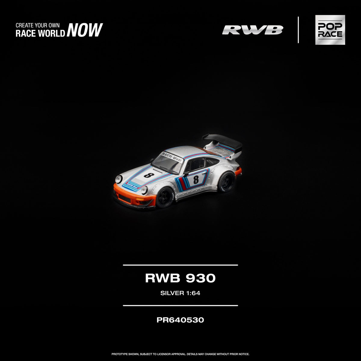 Pop Race - Pre-Order - RWB 930, silver - PR640530
