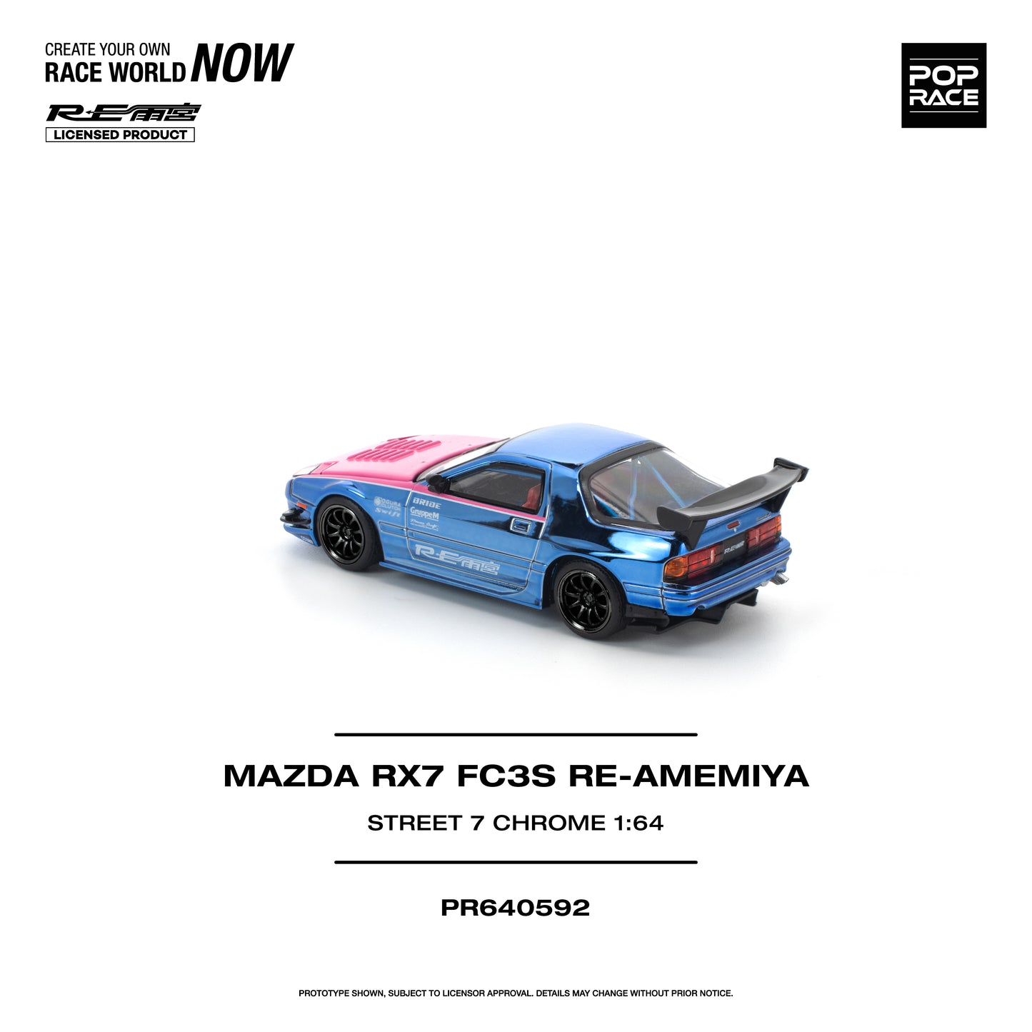 Pop Race - Pre-Order - Mazda RX7 (FC3S) Re-Amemiya Street7, chrome - PR640592
