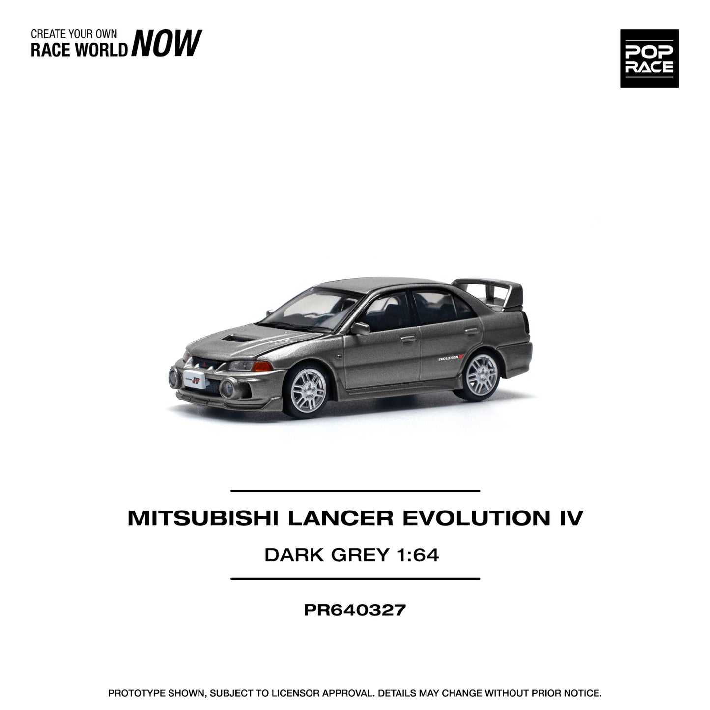 Pop Race - Pre-Order - Mitsubishi Lancer Evolution IV, dark grey - PR640327