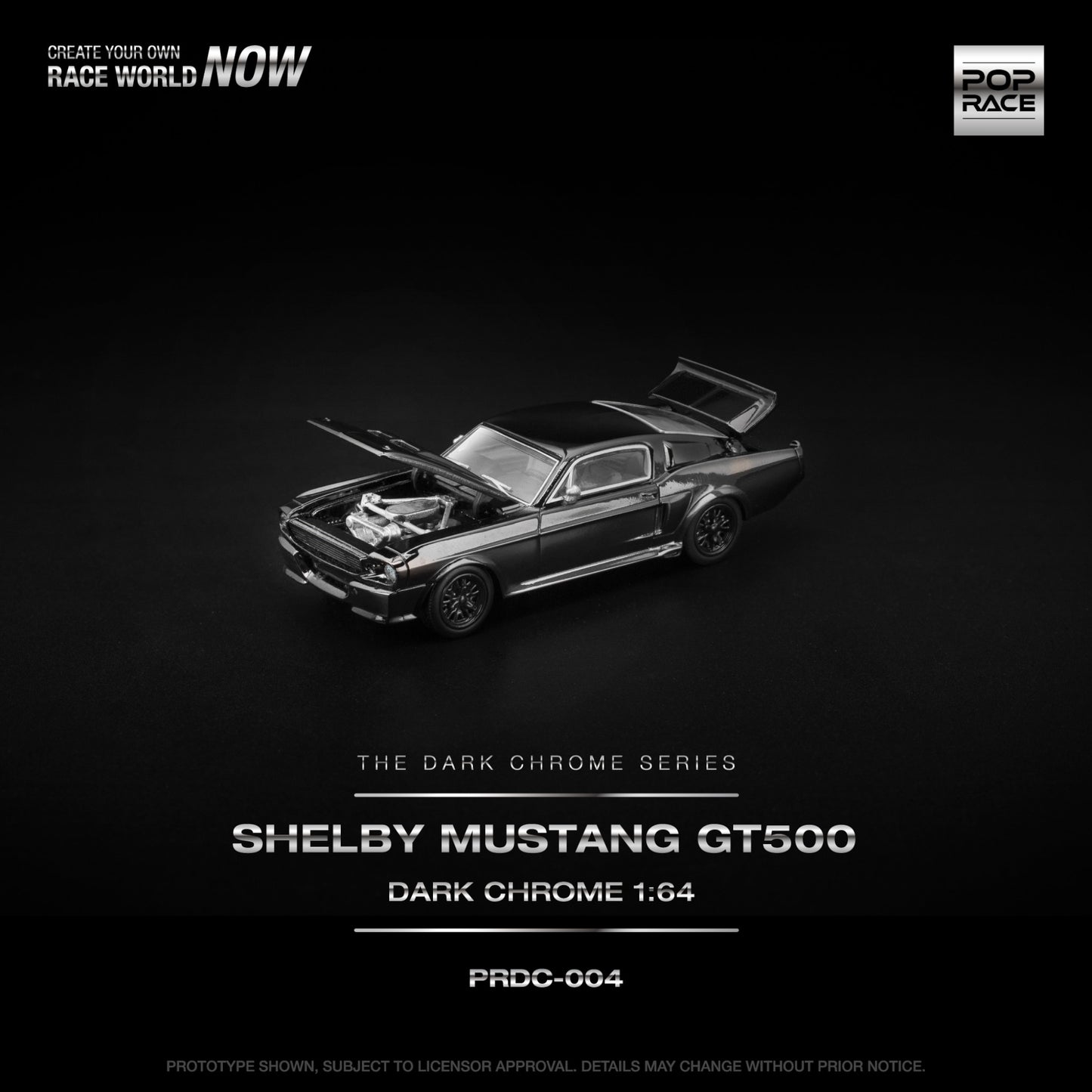 Pop Race - Pre-Order - Shelby Mustang GT500, dark Chrome - The Dark Chrome Series - PRDC-004
