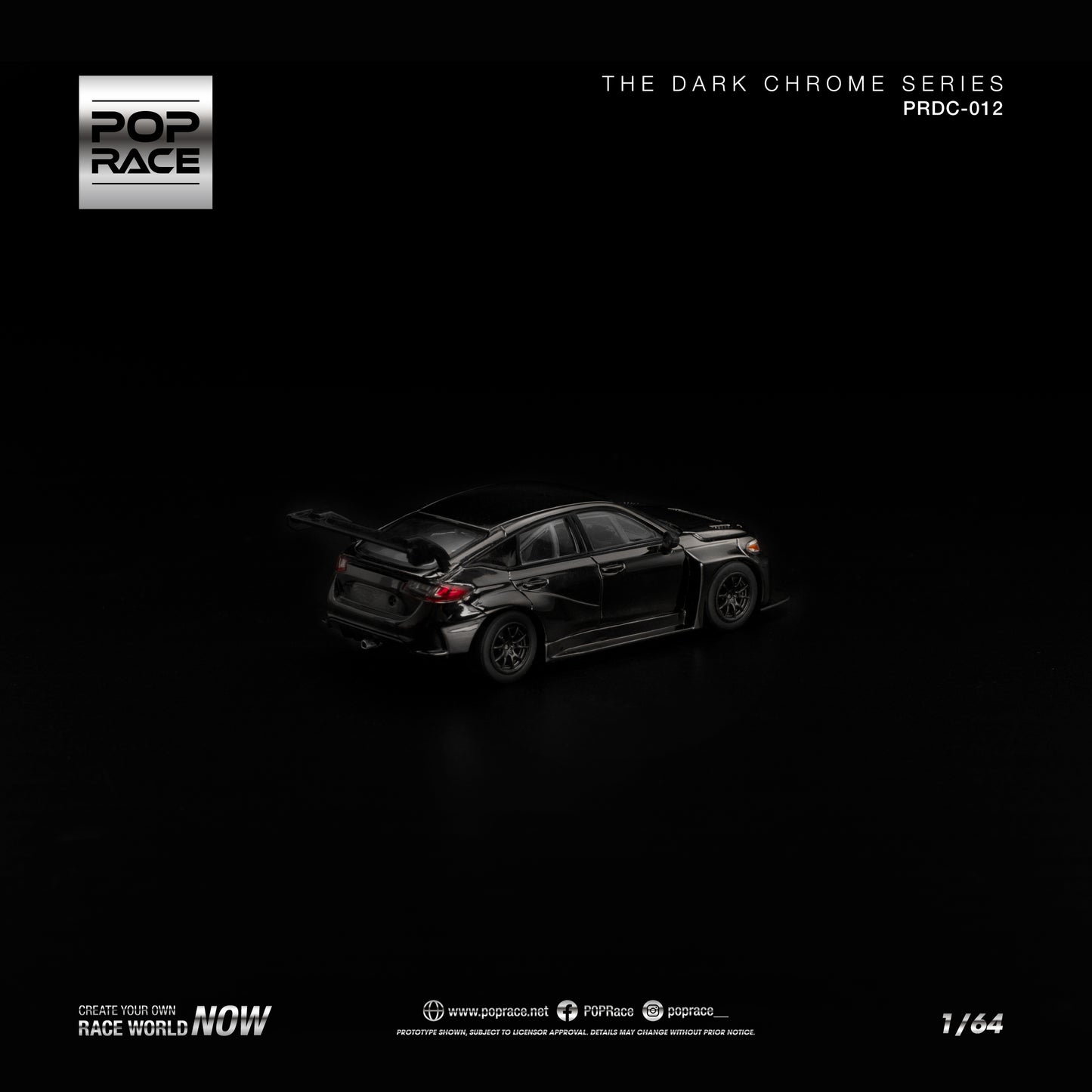 Pop Race - Pre-Order - Honda Civic FL5 TCR *The Dark Chrome Series*, dark chrome - PRDC-012