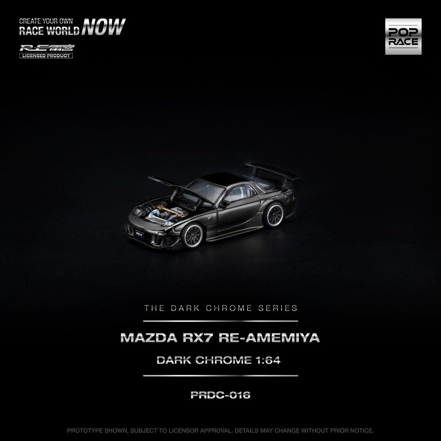 Pop Race - Pre-Order - Mazda RX7 Re-Amemixa, dark-chrome - PRDC-016