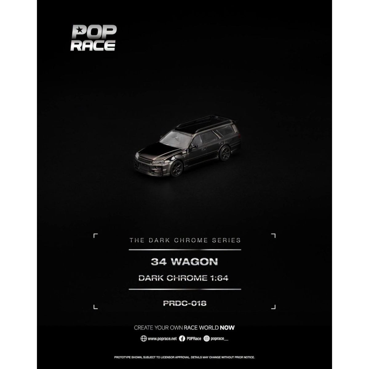 Pop Race - Pre-Order - Nissan R34 Wagon, dark-chrome - PRDC-018