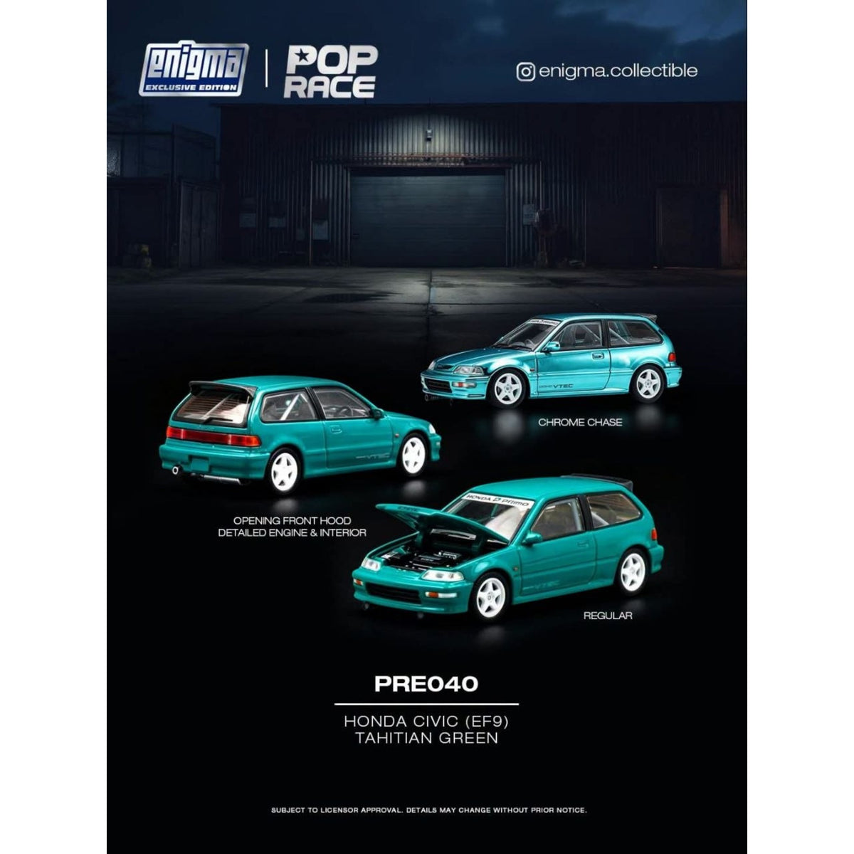 Pop Race x Enigma- Pre-Order - Honda Civic (EF9), Tahitian green - PRE040