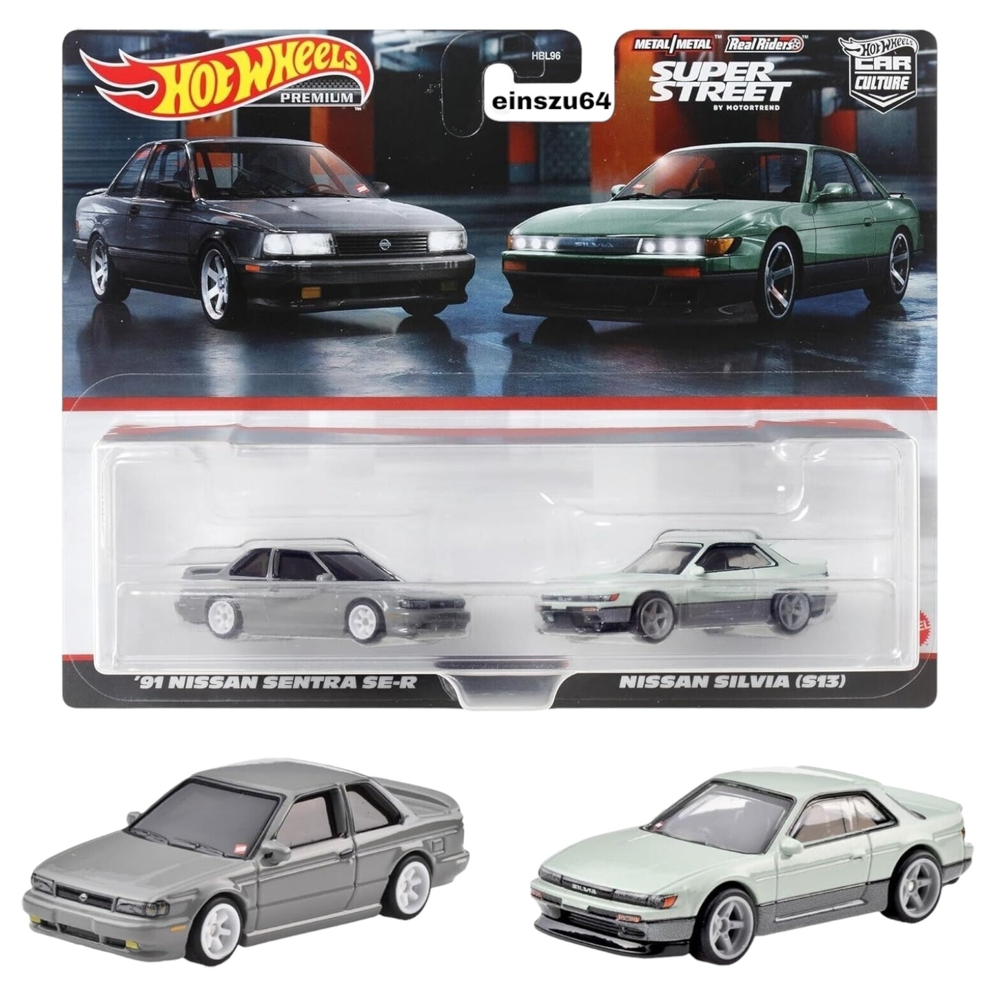 Hot Wheels 2024 - 2-Pack - 91 Nissan Sentra SE-R / Nissan Silvia (S13) Super Street - HYF04 - 1:64