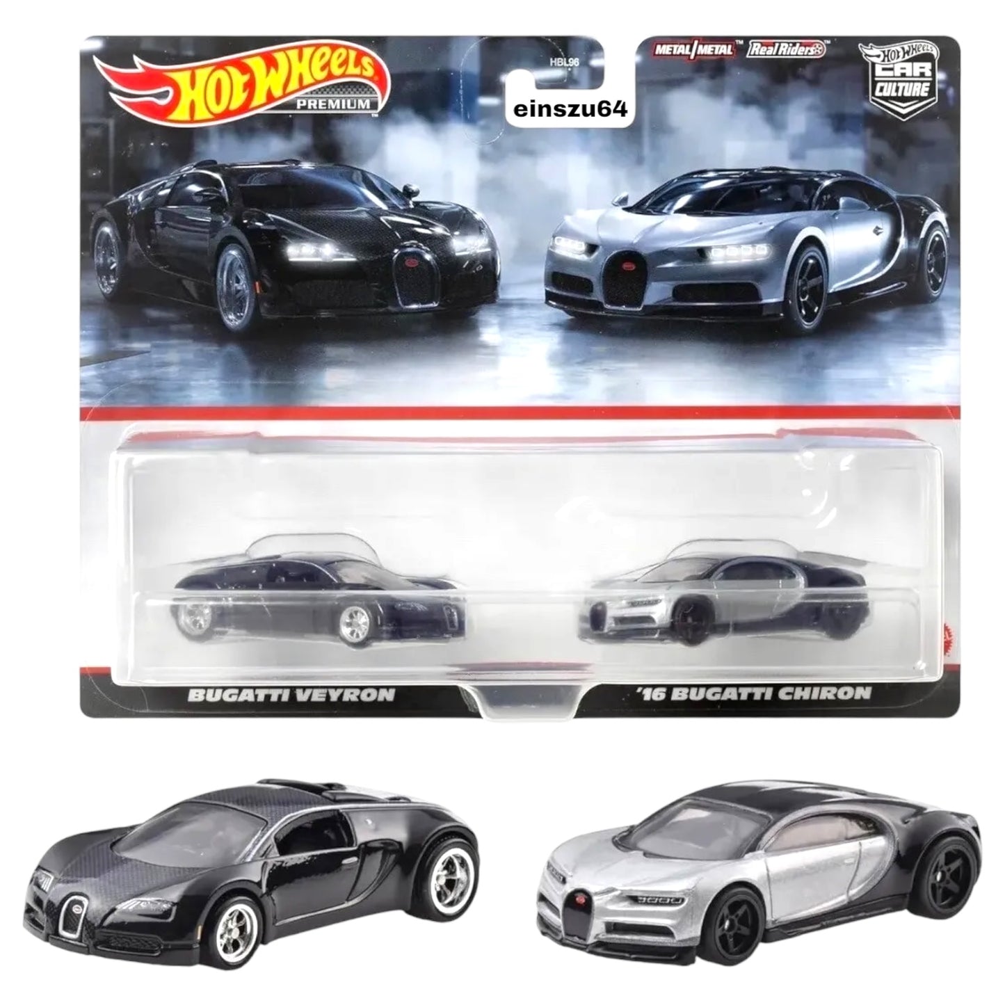 Hot Wheels 2024 - 2-Pack - Bugatti Veyron & 2016 Chiron - HKF52 - 1:64