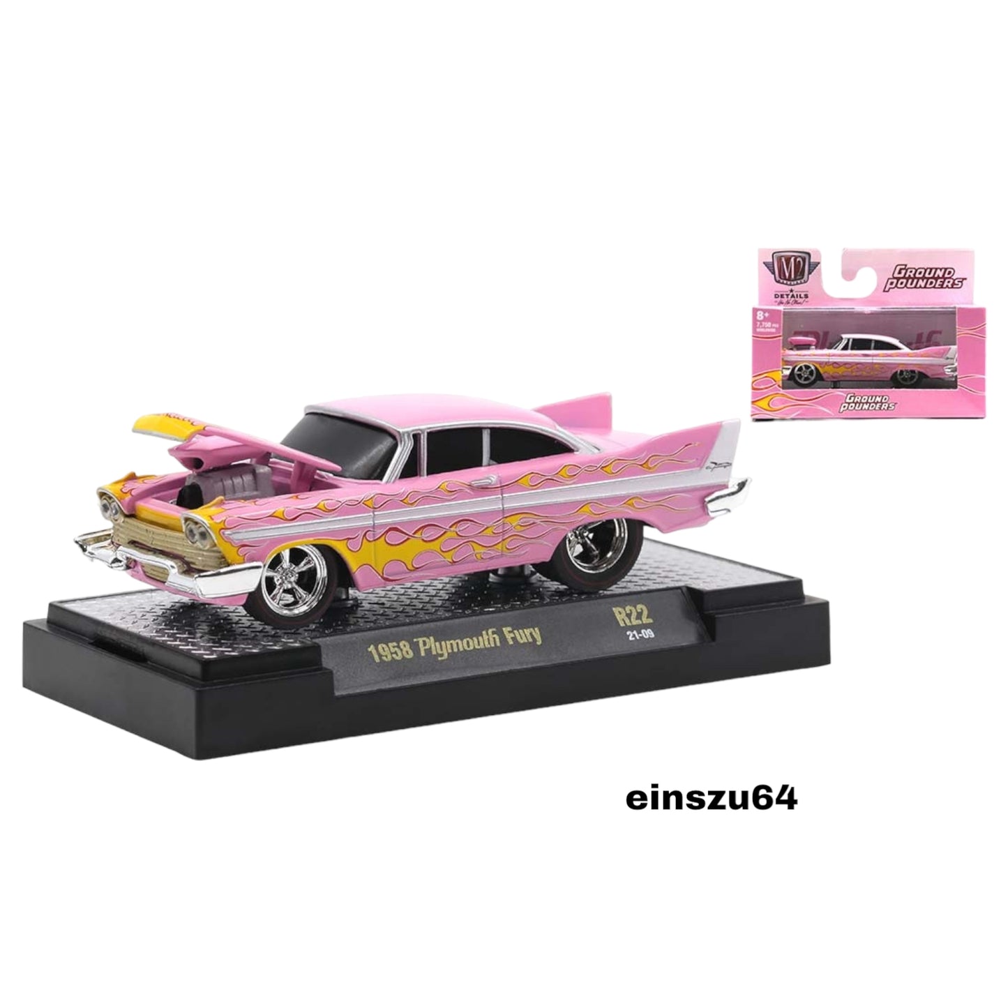 M2 Machines - Ground Punders 22 - 1958 Plymouth Fury, pink - R22-21-09