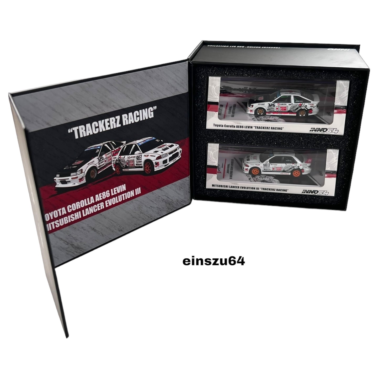 INNO64 - Toyota Corolla Levin AE86 #326 & Mitsubishi Lancer EVO III #963 *Trackerz Racing* set of 2
