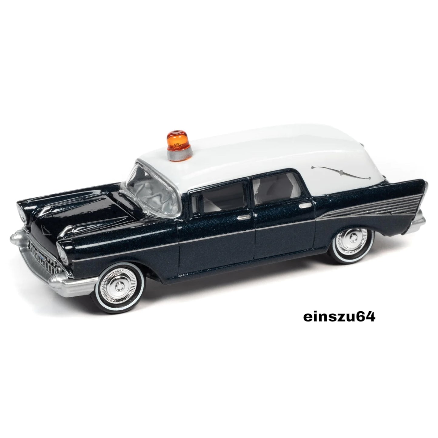 Johnny Lightning - 1957 Chevy Hearse Ambulance, metisse blue & white - JLSP131
