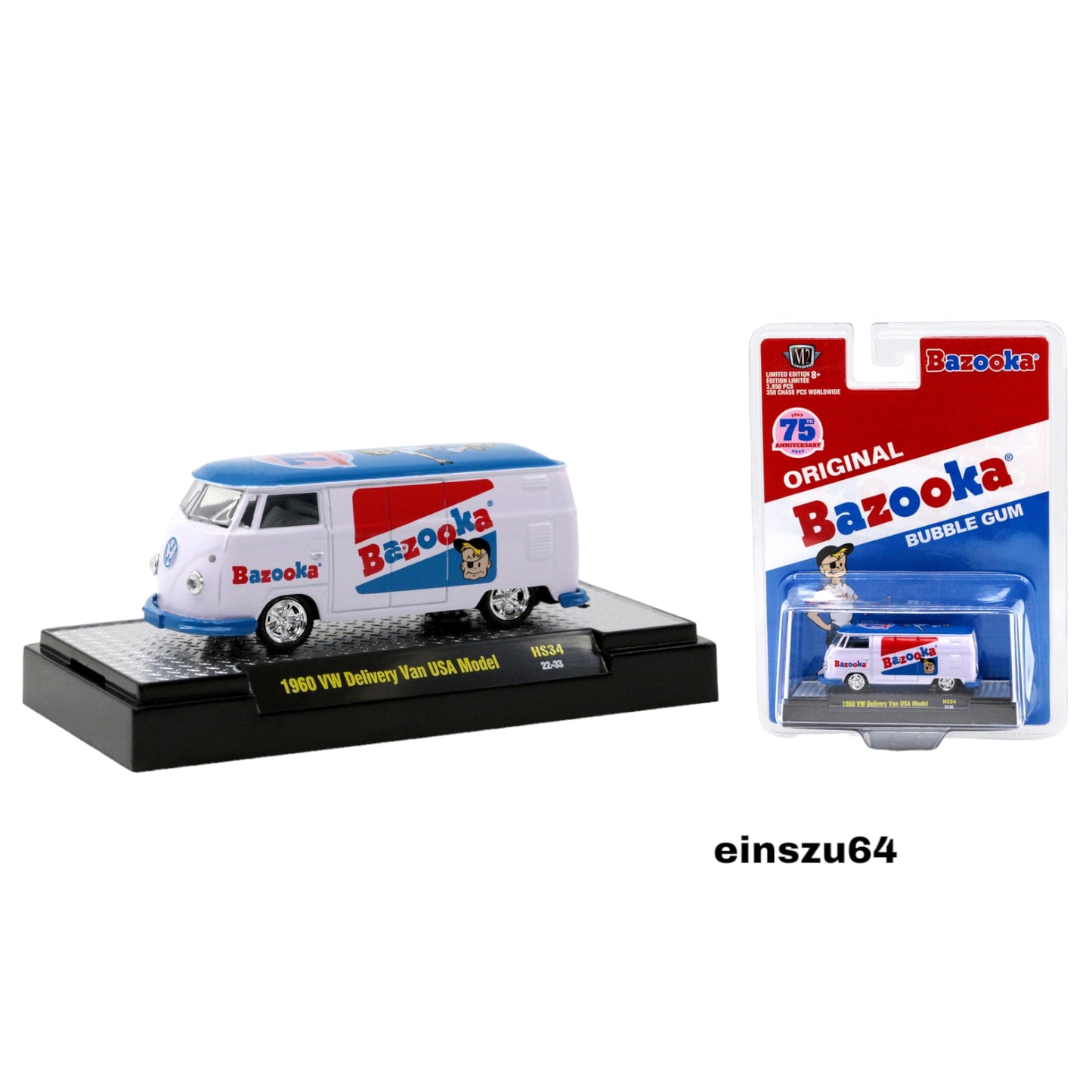M2 Machines - 1960 Volkswagen Delivery Van USA Model *Bazooka*, white - 31500-HS33 - 1:64