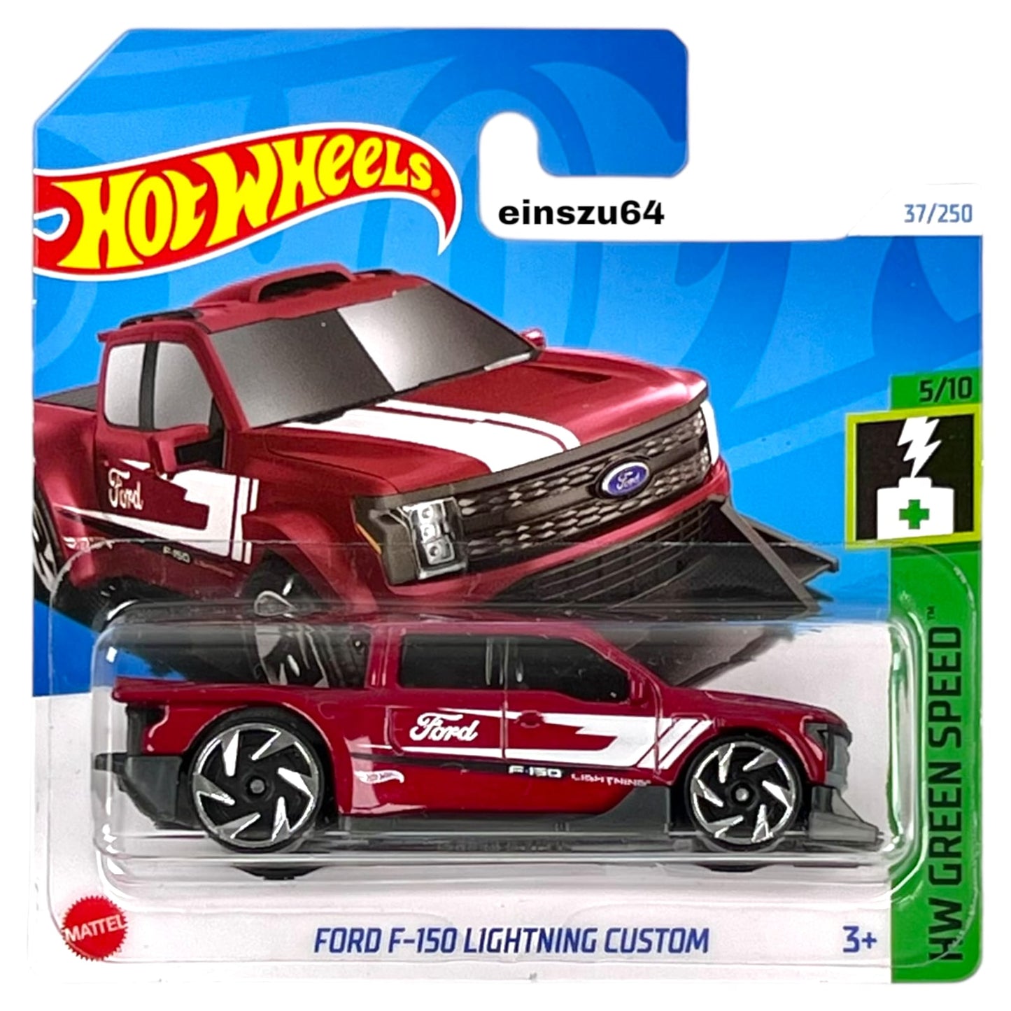 Hot Wheels 2024 - Ford F-150 Lightning Custom - Green Speed 5/10 - HTB82 -37/250 - 1:64