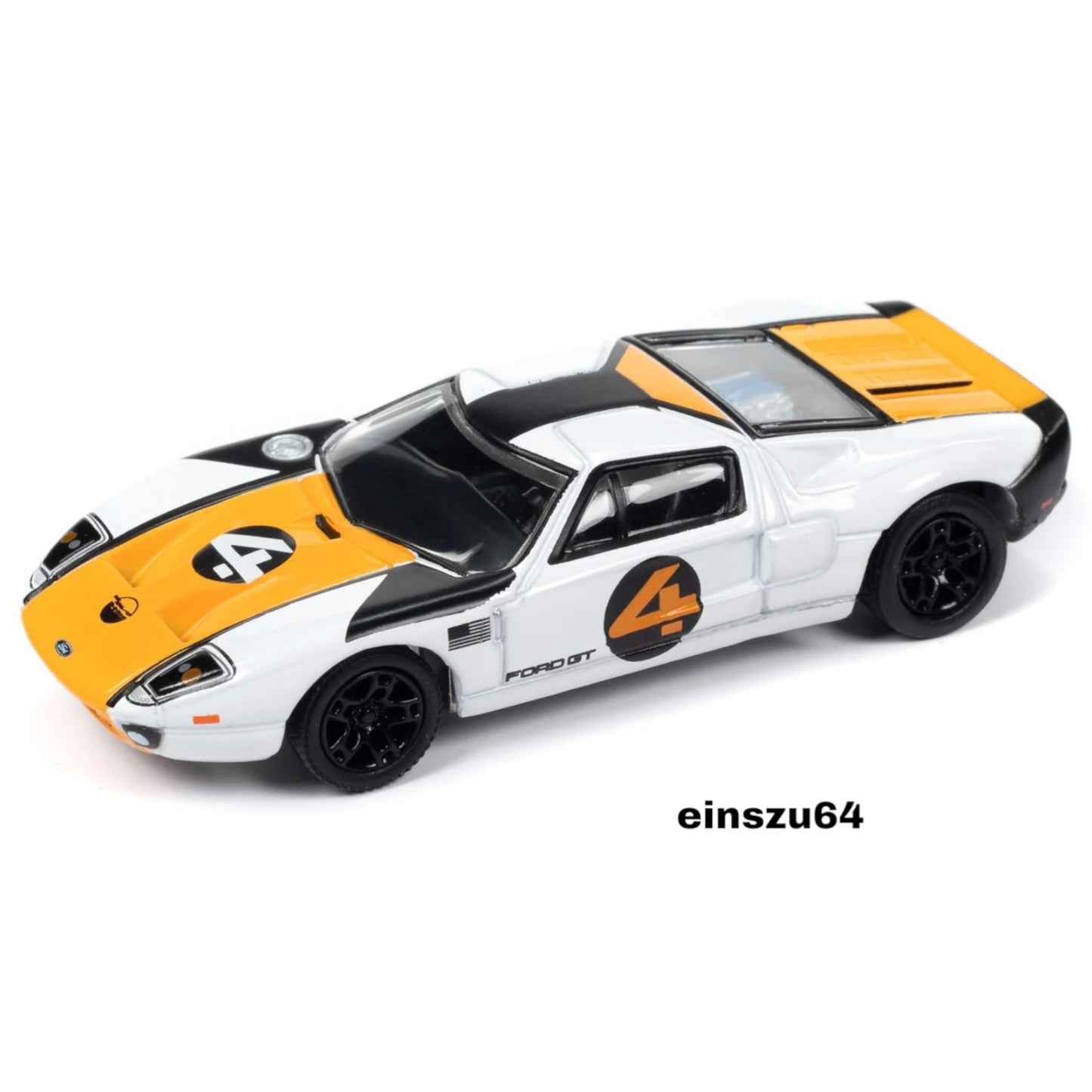 Johnny Lightning - 2005 Ford GT, white with orange & flat black - Classic Gold - JLSP357B