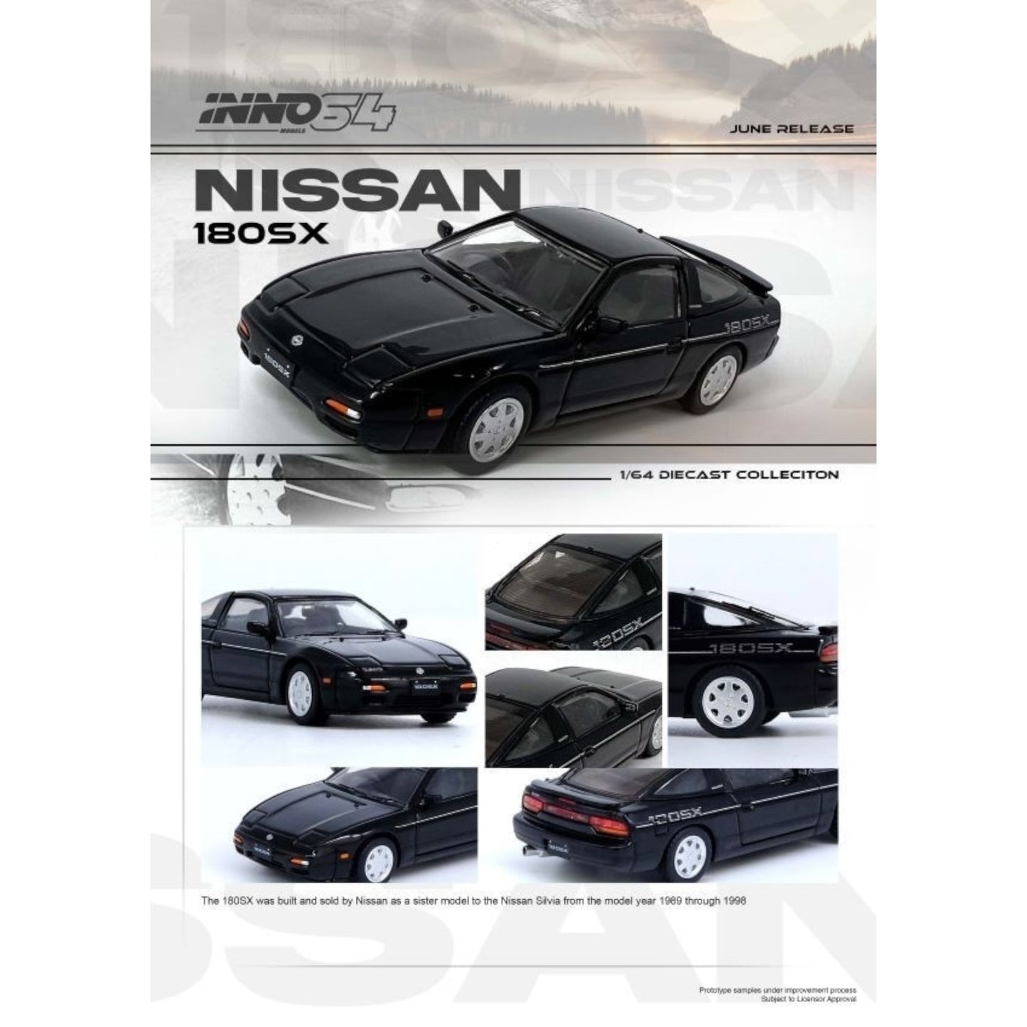INNO64 - Pre-Order - NISSAN 180SX Black - IN64-L180SX-BLA - 1:64