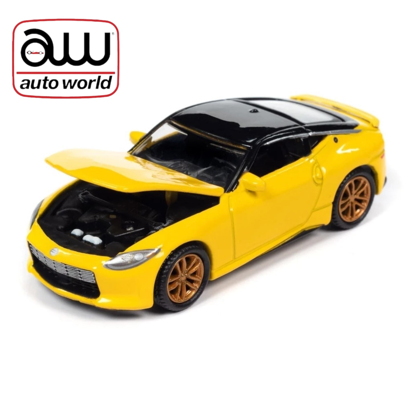 Auto World - 2023 Nissan Z, Ikazuchi Yellow w/Gloss Black - AWSP134B - 1:64