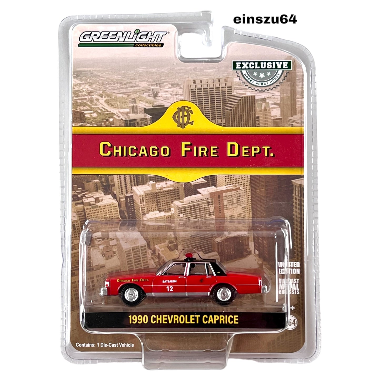 Greenlight - 1990 Chevrolet Caprice - Chicago Fire Dept. - 30243 - Hobby Exclusive - 1:64
