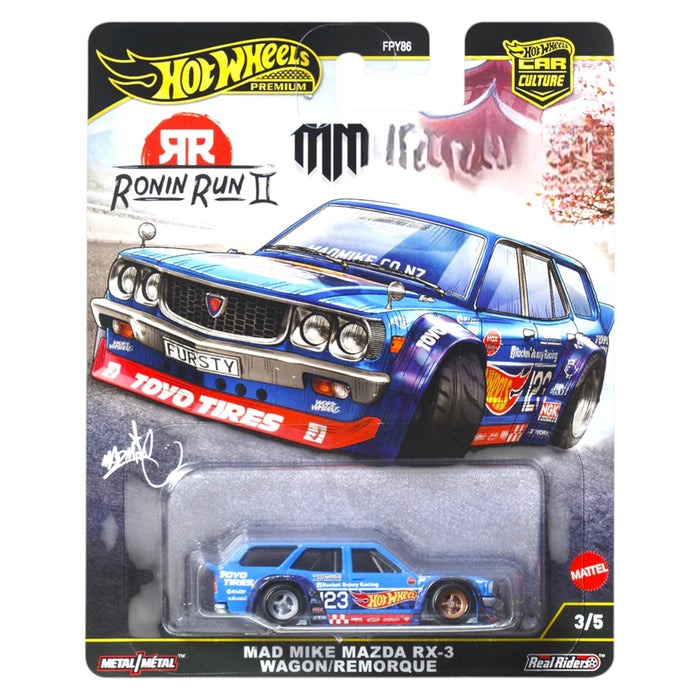 Hot Wheels 2025 - Pre-Order - Ronin Run 2 - Mad Mike Mazda RX-3 Wagon / Remorque