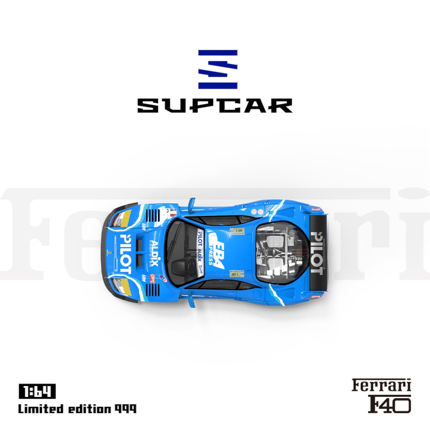 SuperCar Models - Pre-Order - Ferrari F40, blue - Pilot - SC64015