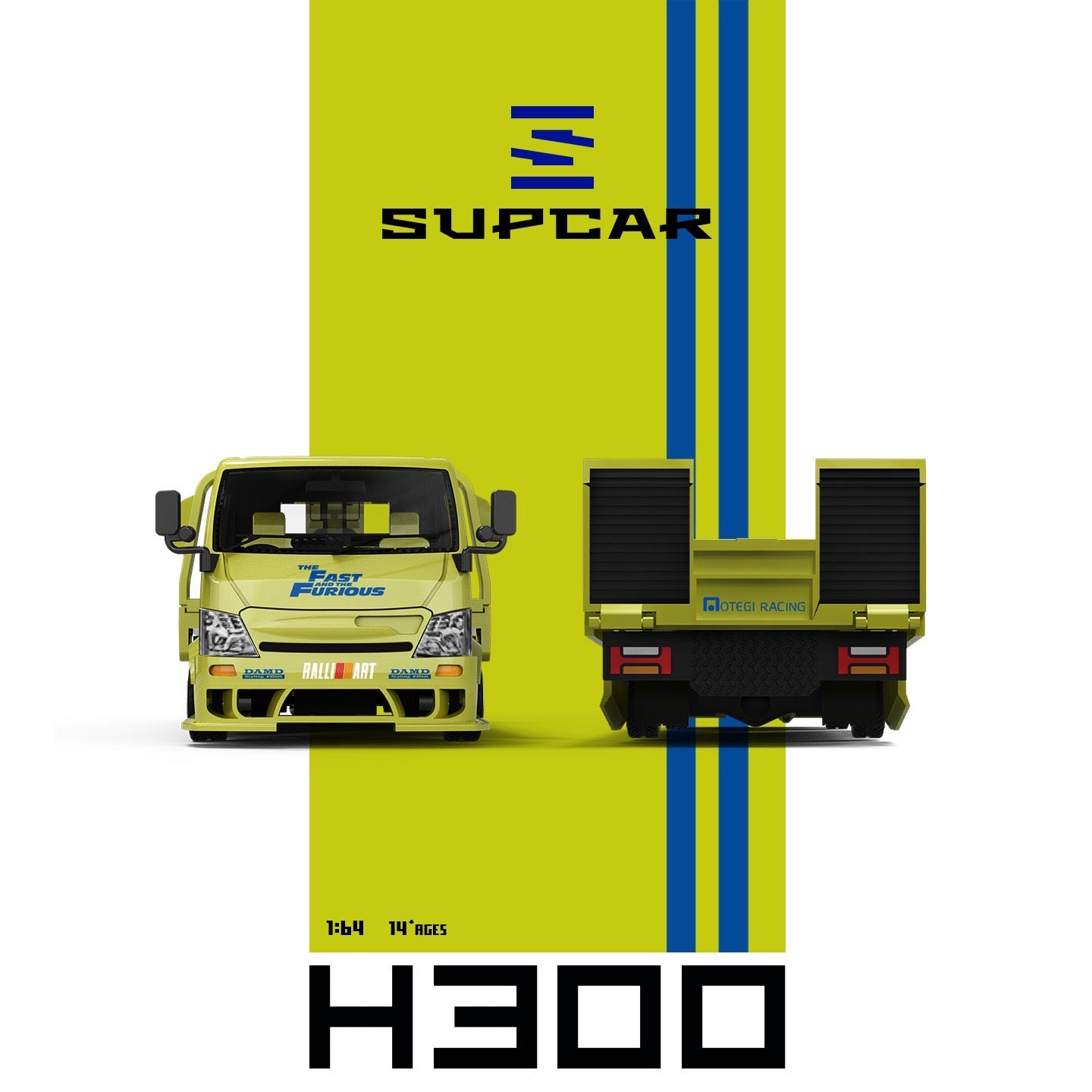 SuperCar - Pre-Order - H300 Flatbed Truck F&F - Lime yellow - SC647251