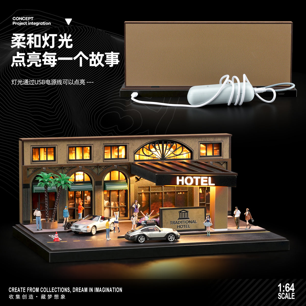 SCJ Diorama - Pre-Order - Chinese Style Hotel Scene Diorama mit Beleuchtung - SCJ-82071