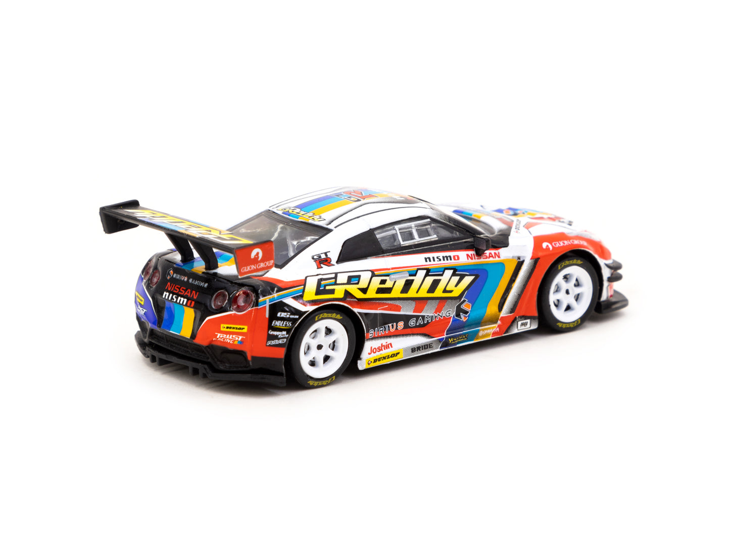 Tarmac Works - Nissan GT-R R35 Trust e-Racing, blue/yellow/white - T64-005-GDY - 1:64