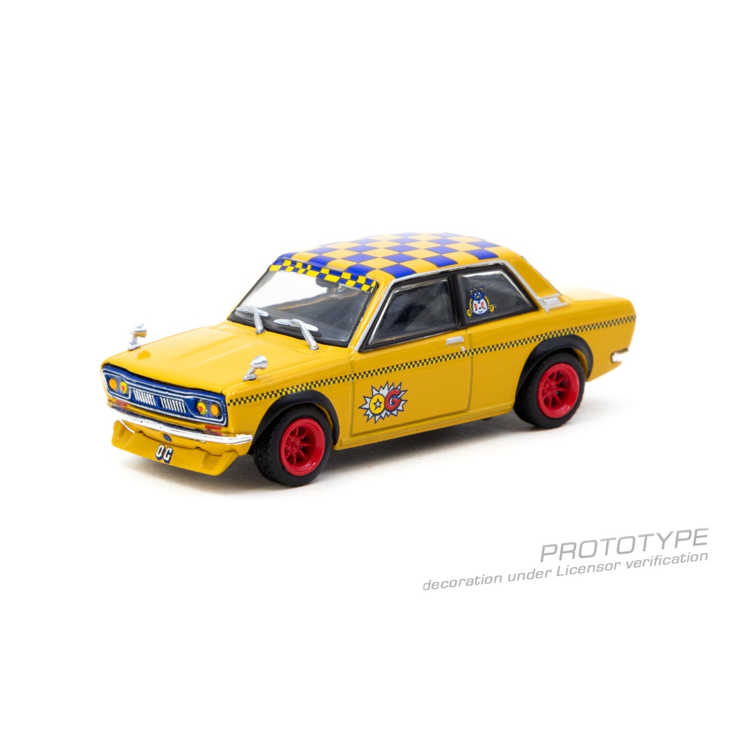 Tarmac Works - Datsun 510 *OG*, yellow/red/blue - T64-052-OG