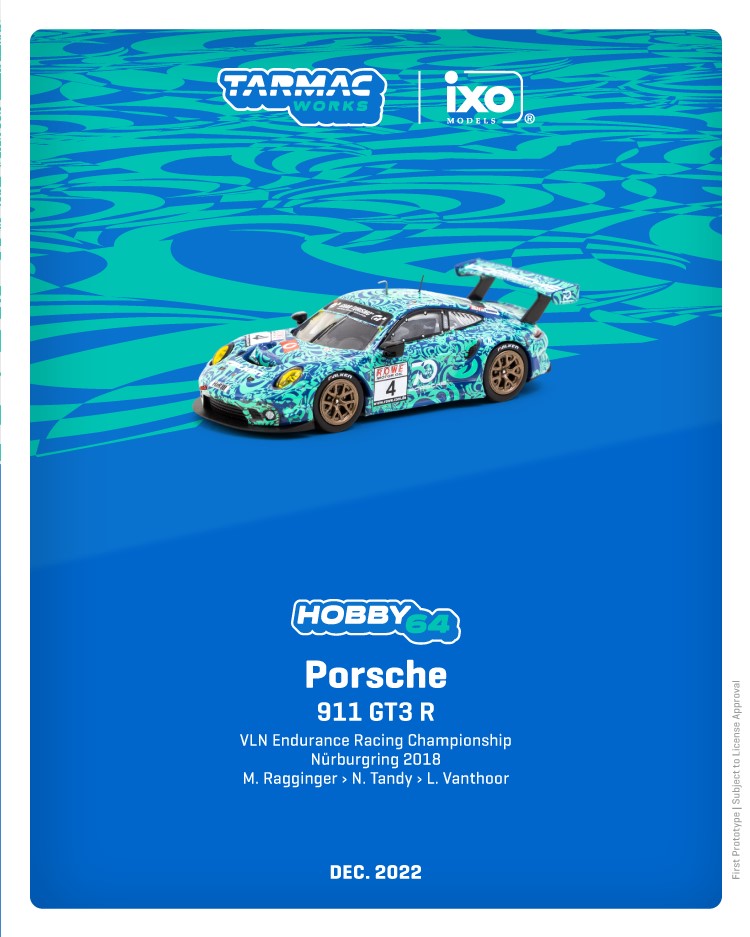 Tarmac Works x IXO - 2018 Porsche 911 GT3 R #4 VLN Endurance Racing Championship Nurburgring - 1:64 - T64-059-18VLN04