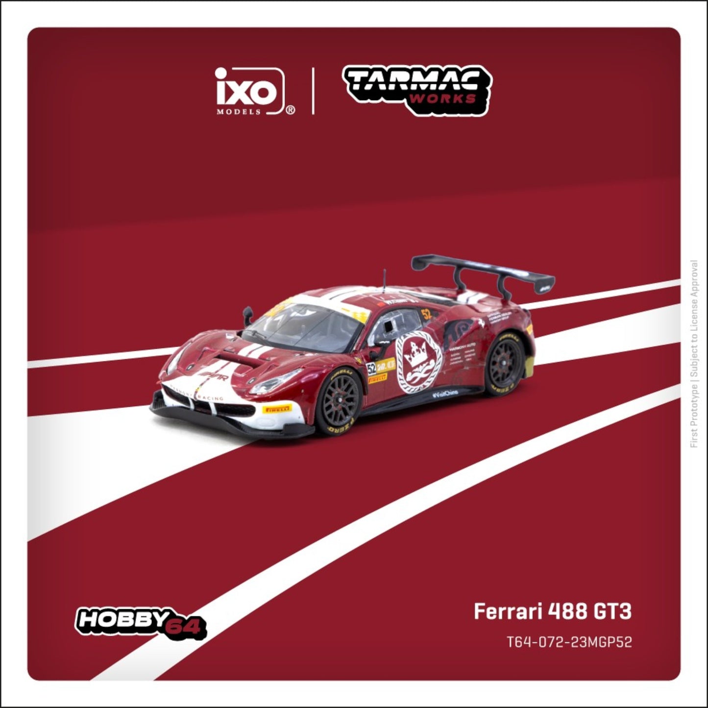 Tarmac Works - Pre-Order - 2023 Ferrari 488 GT3 #52 Chen Weian Macau GT - T64-072-23MGP52