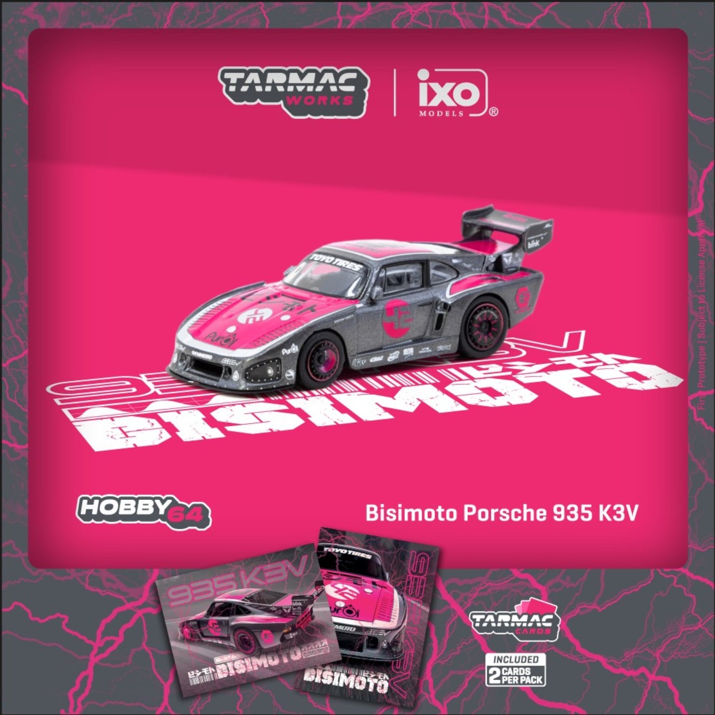 Tarmac Works - Pre-Order - Bisimoto Porsche 935 K3V, grey/pink - T64-079-K3V