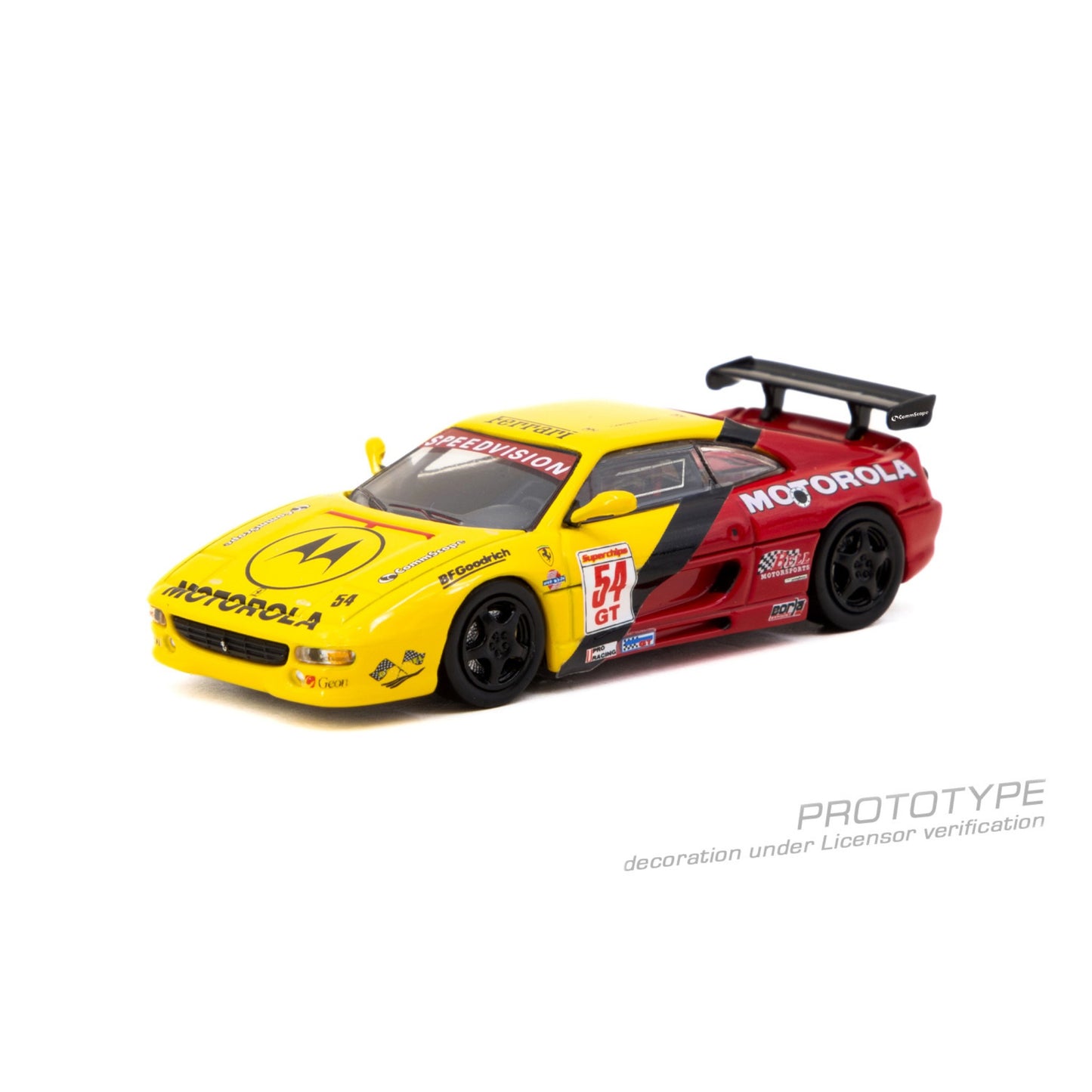 Tarmac Works x IXO - Pre-Order - Ferrari F355 Challenge #54 Matt Drendel, yellow/red - T64-083-00WCS54