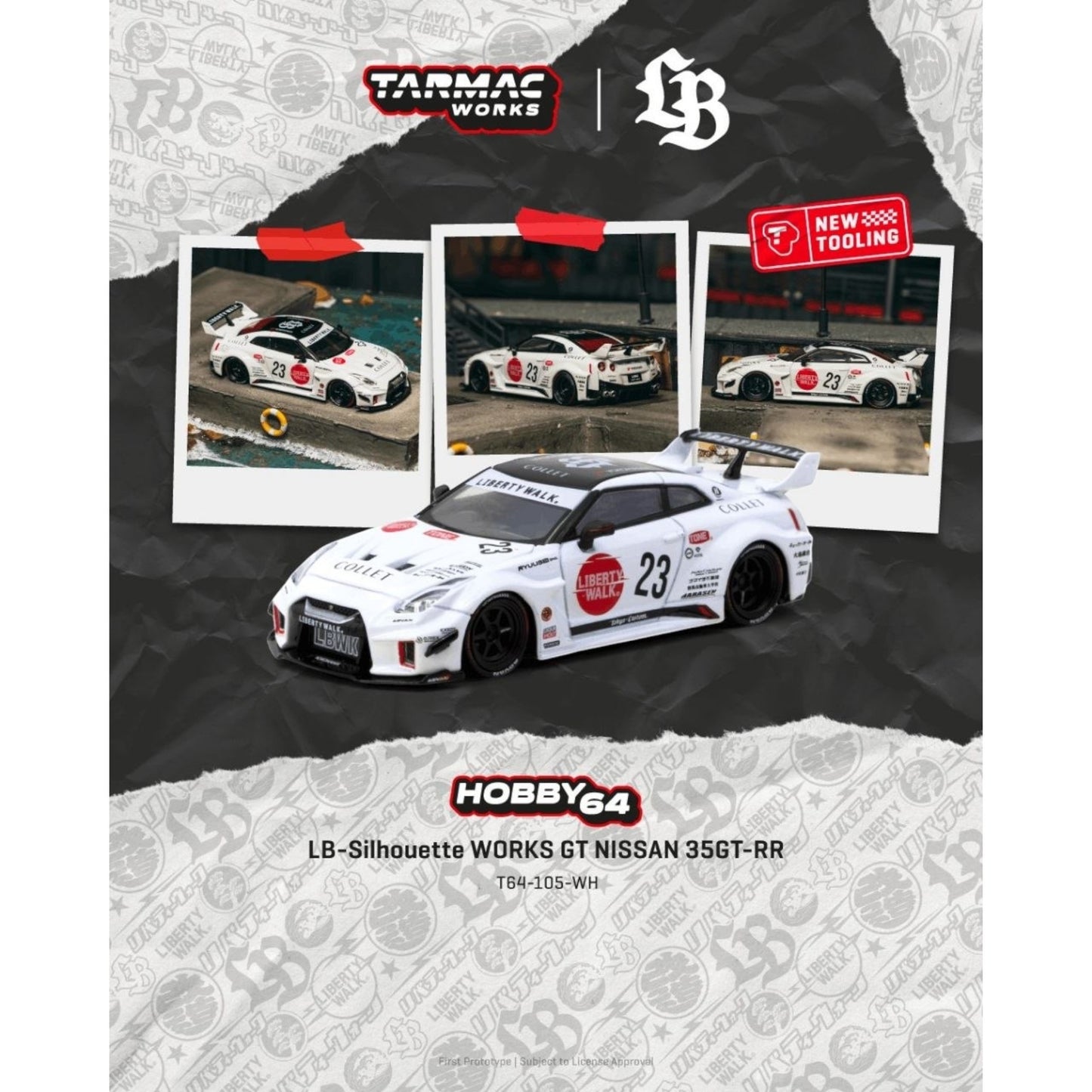 Tarmac Works - Pre-Order - 2026 Nissan GT-R (R35) LB-Silhouette Works #23, white - T64-105-WH