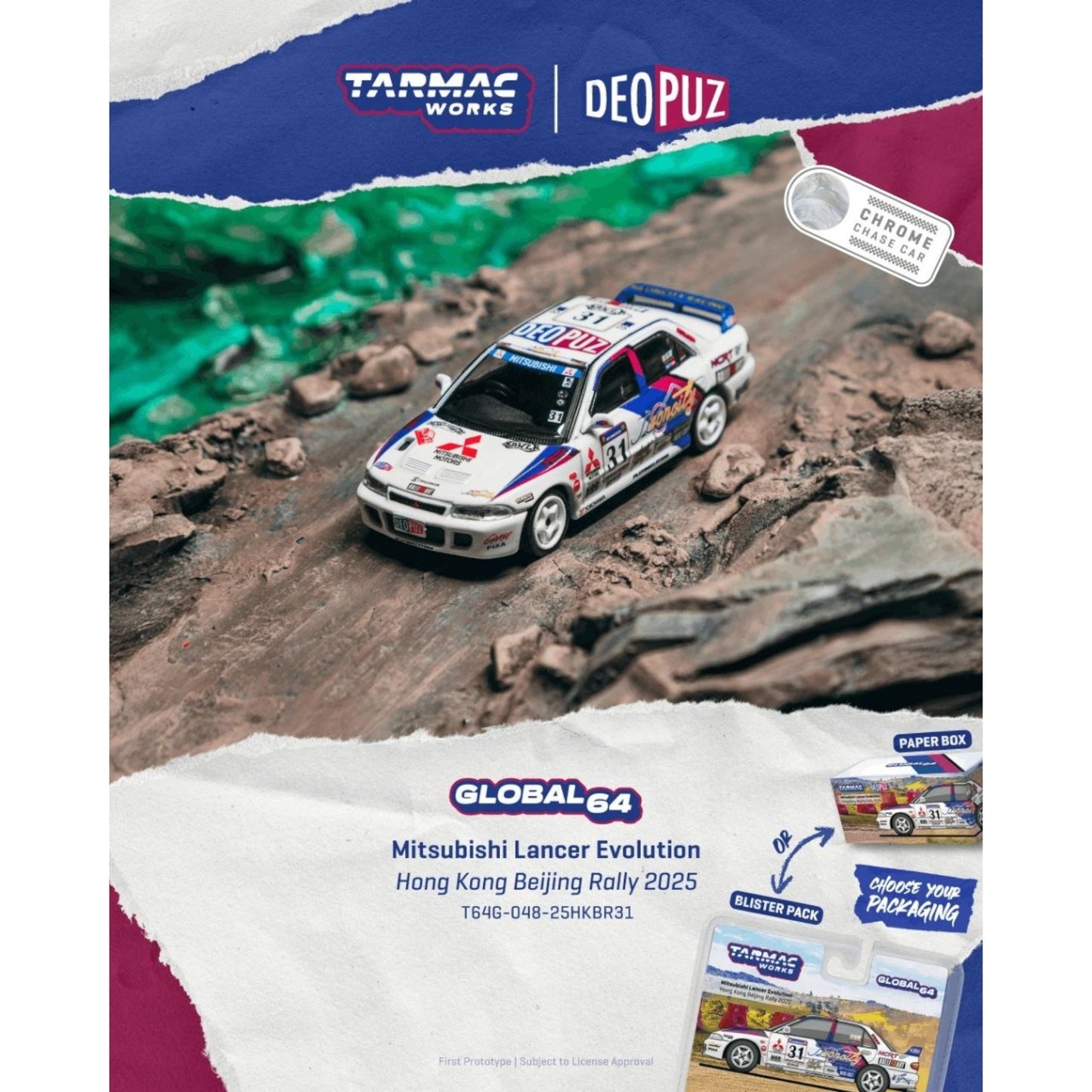 Tarmac Works - Pre-Order - Mitsubishi Lancer Evolution Hong Kong Beijing Rally 2025 - T64G-048-25HKBR31